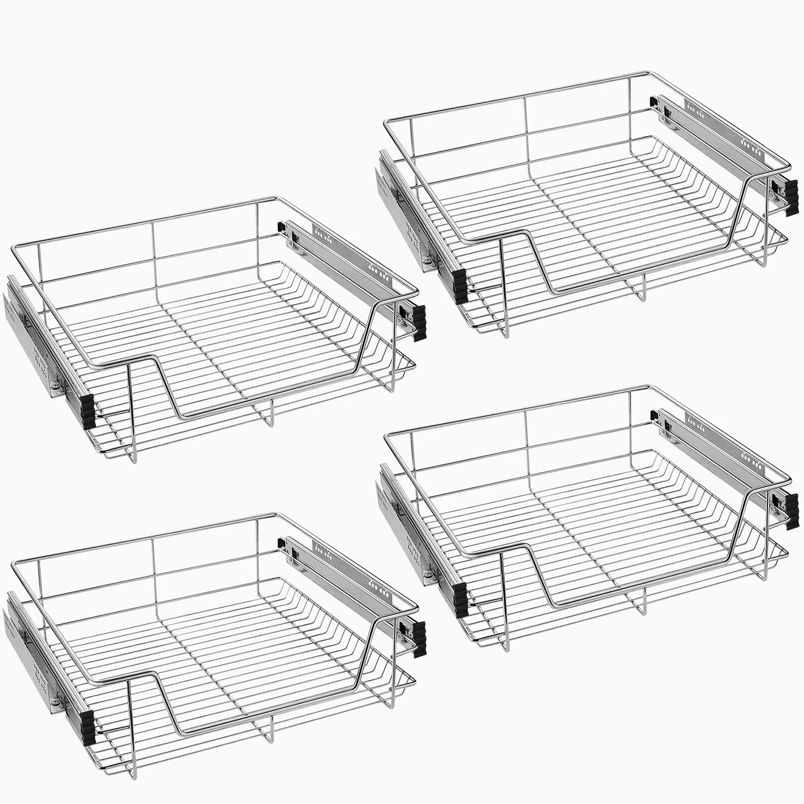 UISEBRT 4X Cassetto Telescopico Cucina 60cm - Mobili Cucina Cestello con Binario (60cm)