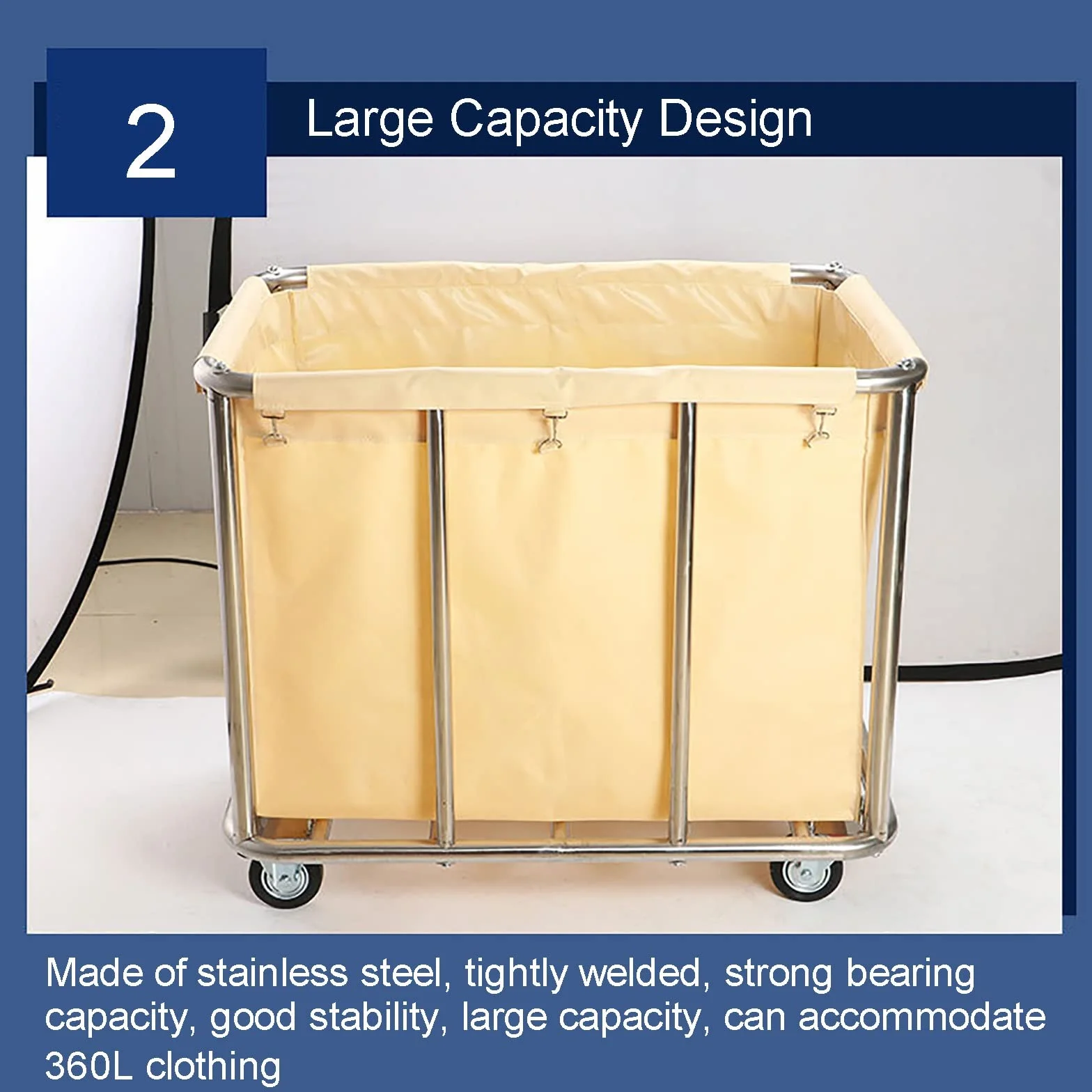 Carrello Di Lavanderia Di Rotolamento Industriale, Grandi Hampers per Lavanderia Heavy Duty con Ruote, Cesto Di Lavanderia Casa Commerciale Del Camion Di Rinfusa con Sacchetto Di Rivestimento Rimovib