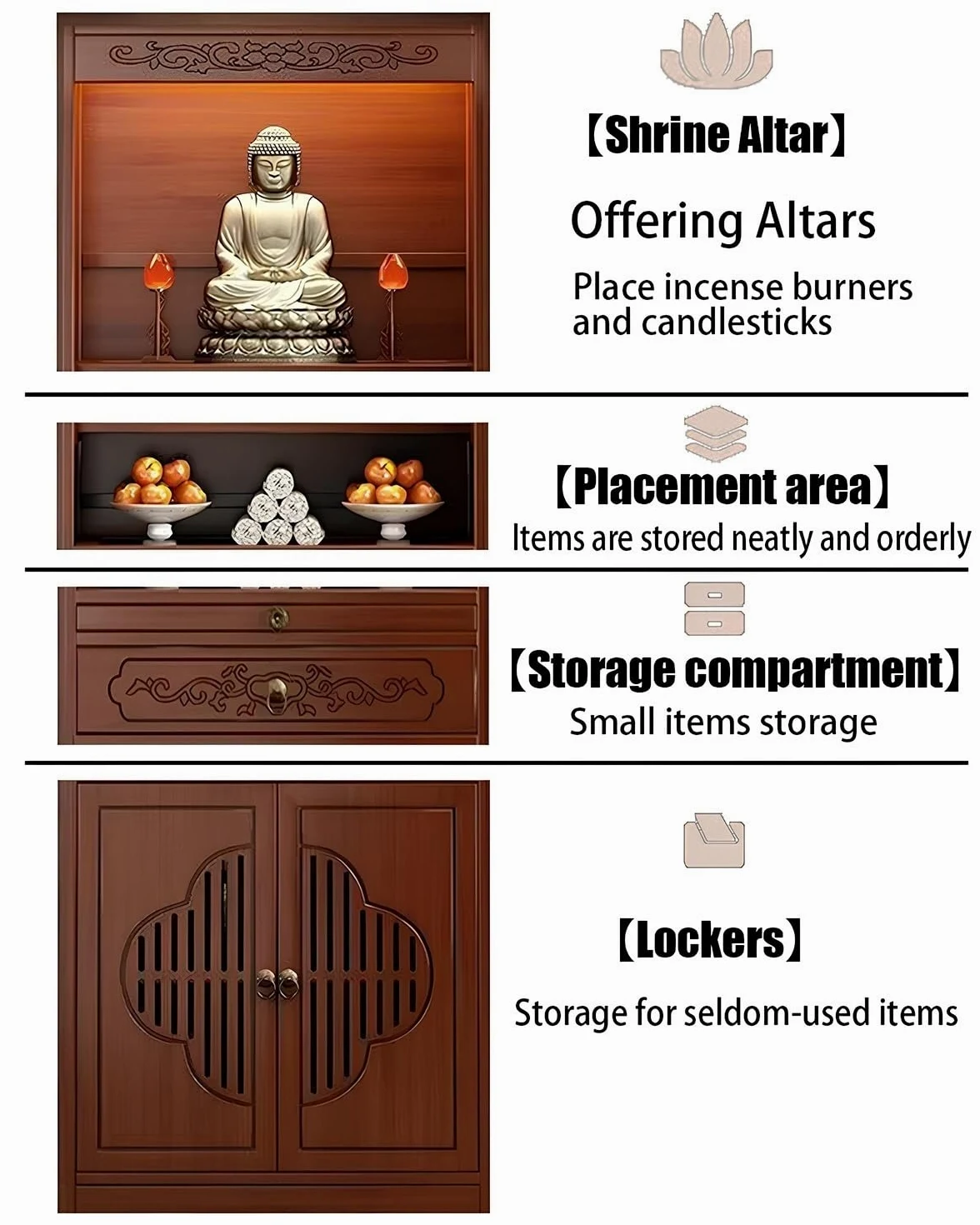 Mobile Altare, Tavolo Altare Per Meditazione, Altare Buddista, Cinese Con Piedistallo E Tavolo Per Offerte(68cm/26.8in)