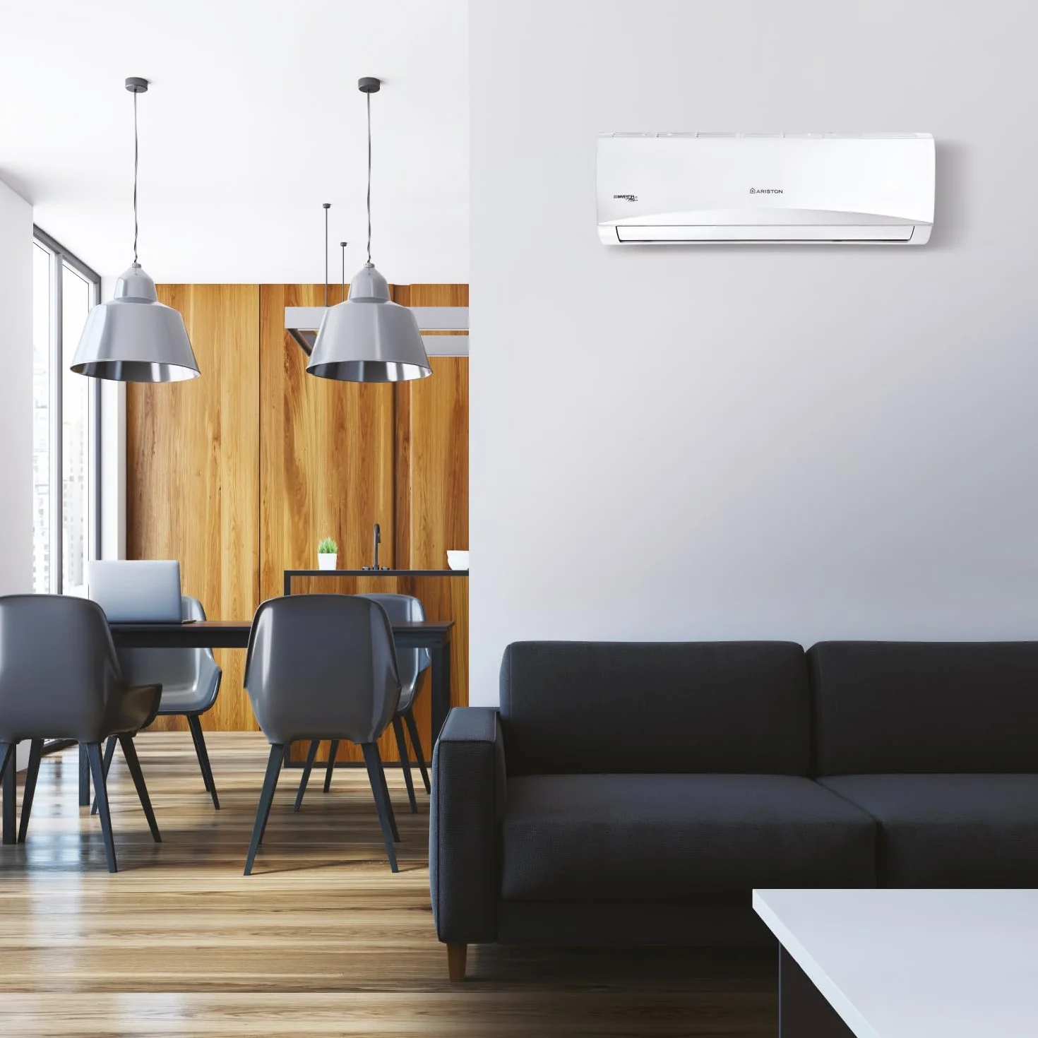 Ariston Prios R32 - Condizionatore 12000 Btu Monosplit, Climatizzatore 104x22x32,7 Silenzioso Compatibile con Kit WifiAriston - Aria Condizionata a Regolazione Autonoma e Filtro Antiodore Autopulente