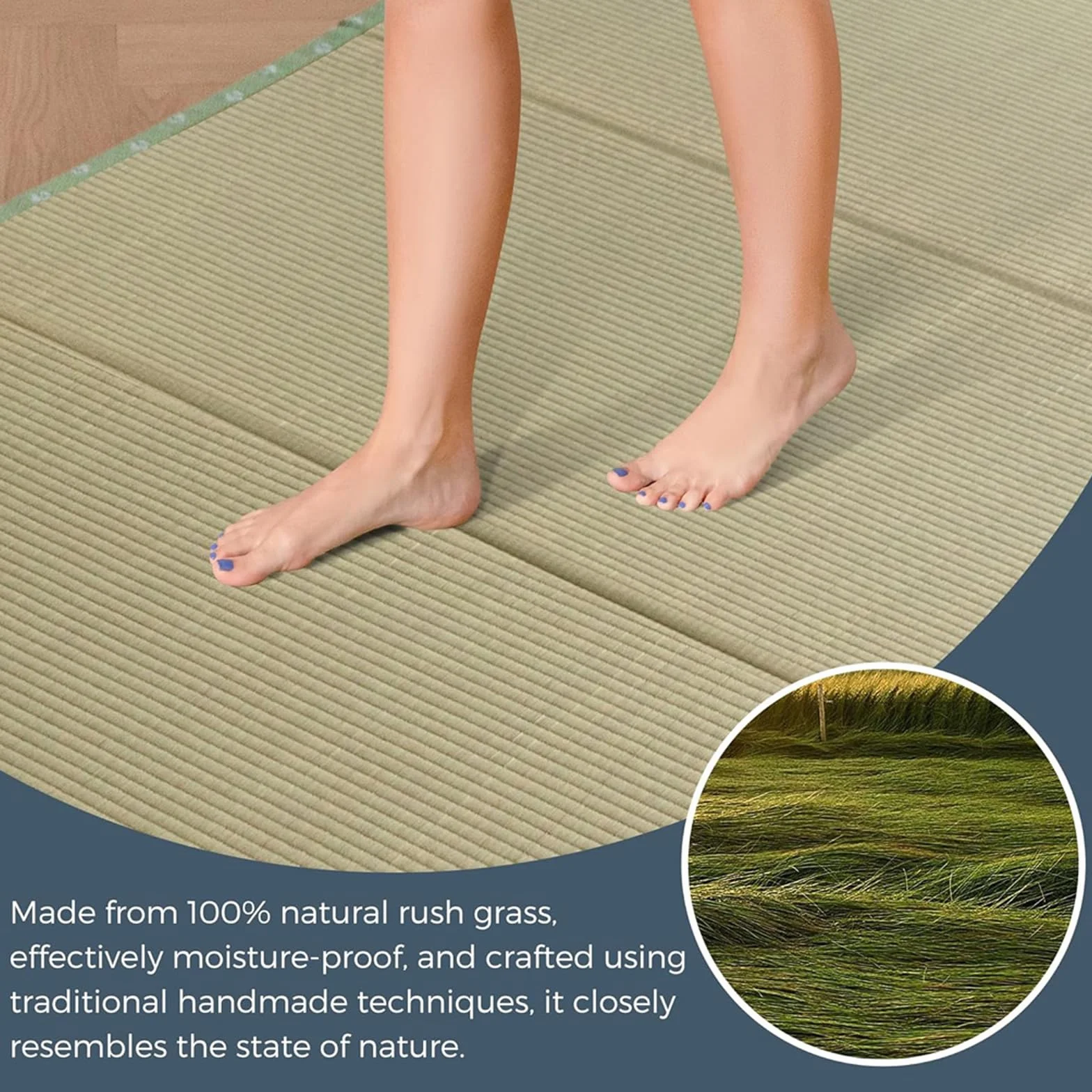 Tappetino Tatami Tradizionale Giapponese - Materasso Futon Solido E Confortevole A 4 Pieghe Erba Verde Naturale - Ottimo Per La Meditazione, Lo Yoga, La Sala Zen, La Sala Da Tè Giap(Size:90x200x3.5cm)