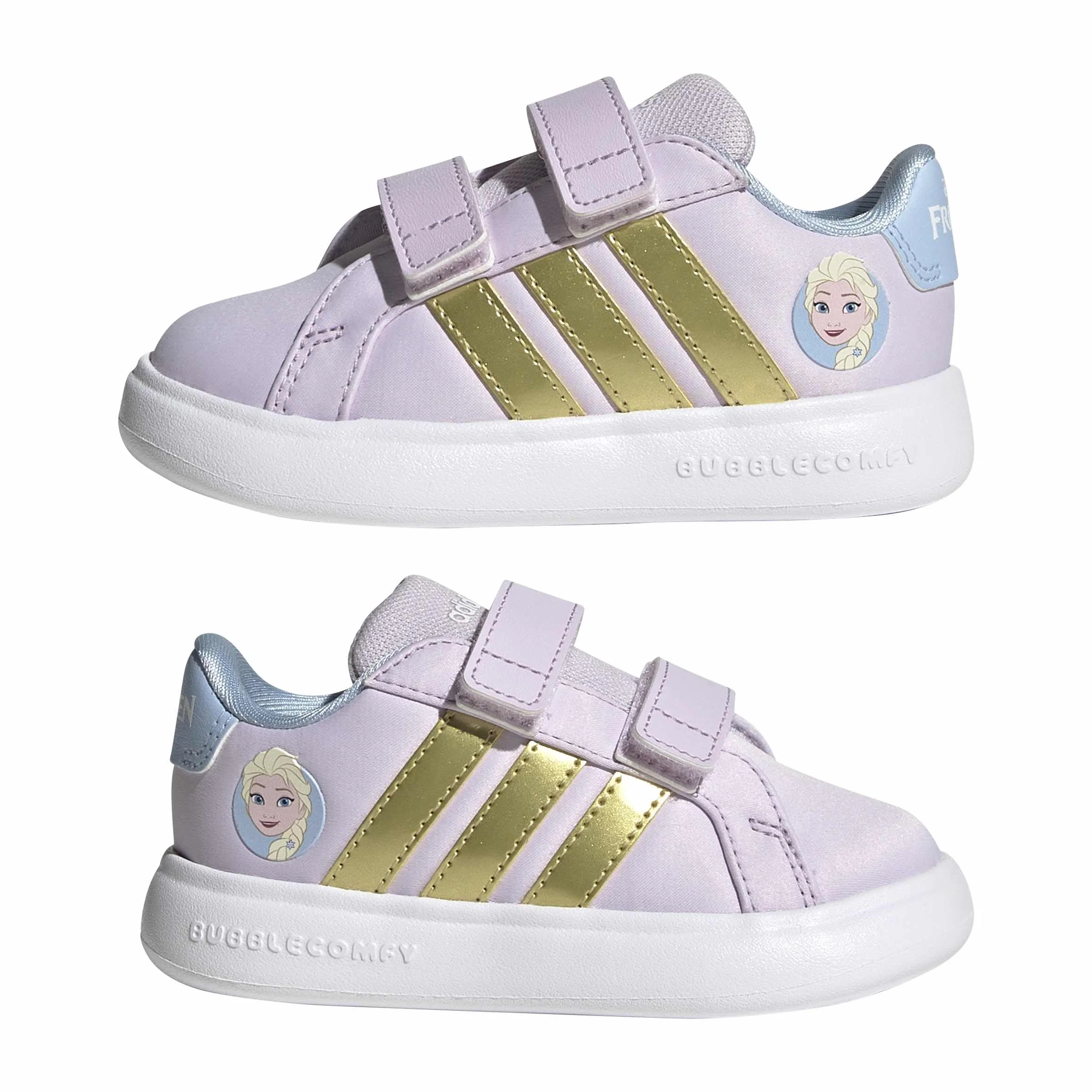 Adidas Disney Frozen Grand Court 3.0 Shoes Infants, Glow Blue/Gold Met./Ice Lavender, 26 1/2 EU