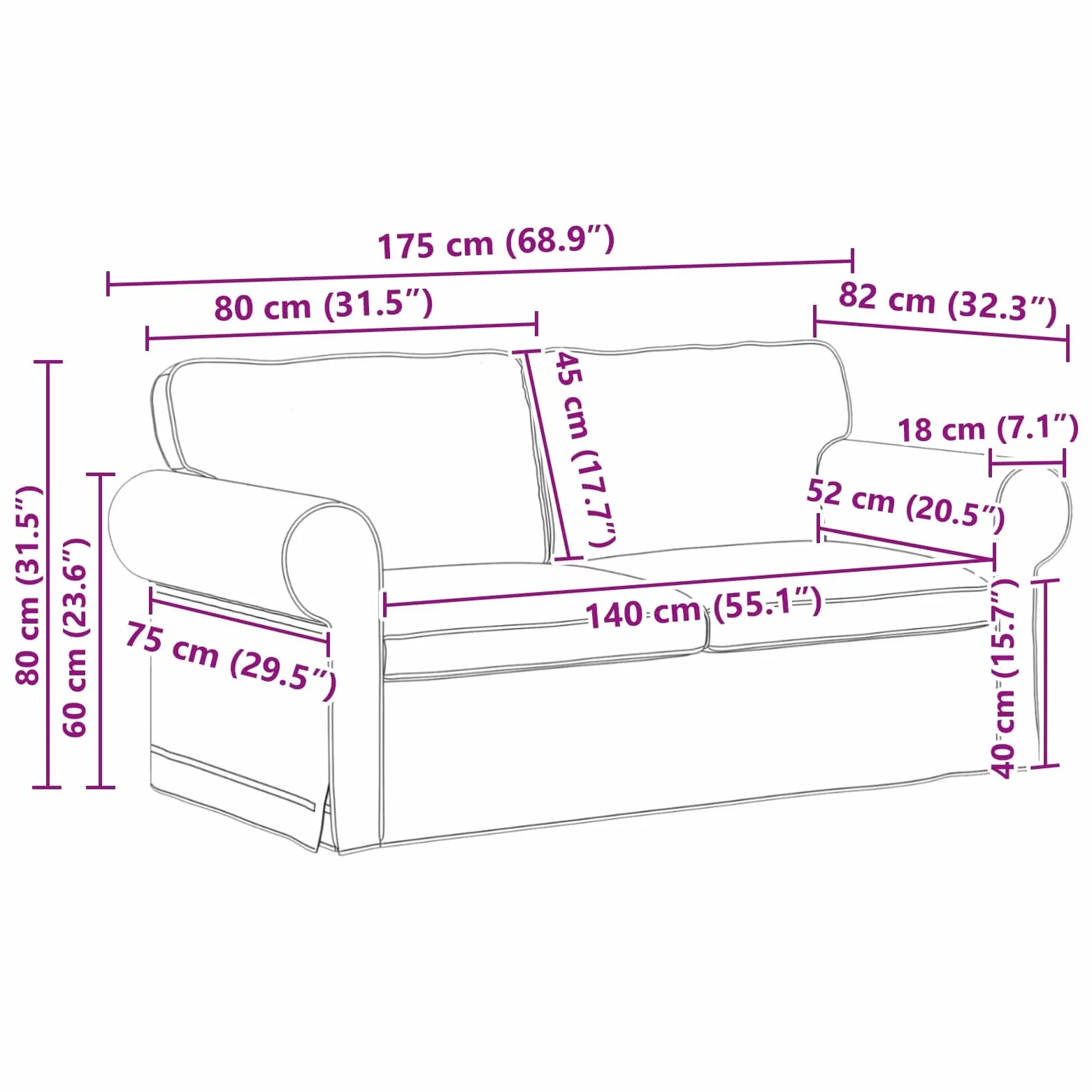 vidaXL Divano Grigio Scuro 175 x 82 x 80 cm Tessuto, Divano Moderno, Design Ergonomico, Arredo Sezionale, Soggiorno Confortevole, Poltrona Contemporanea