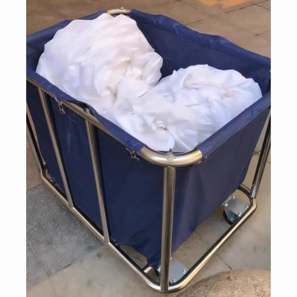 Carrello per Lavanderia, Carrello Per Lavanderia Commerciale Da 1 Confezione Con Ruote, Lavanderia Industriale Con Borsa Oxford Rimovibile E Telaio In Acciaio Per La Casa Di Hotel, Lavanderia