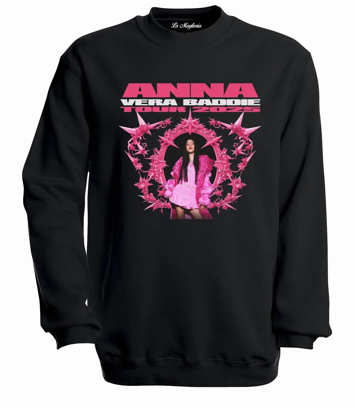 Felpa per Bambina Ragazza di Anna - Vera Baddie Tour 2025 - Bianca o Nera Tutte Le Taglie MOD. Girocollo