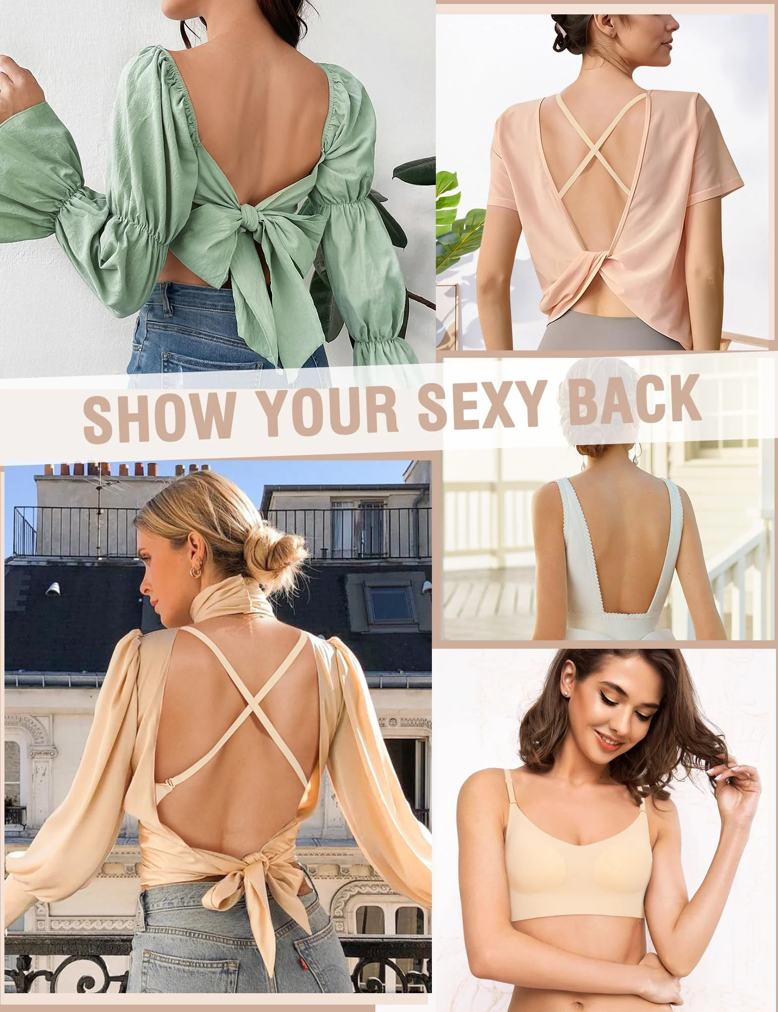 Reggiseno Schiena Scoperta Senza Ferretto Invisibile Seta Ghiacciato Bralette Donna Tracolla Regolabile Imbottitura Rimovibile