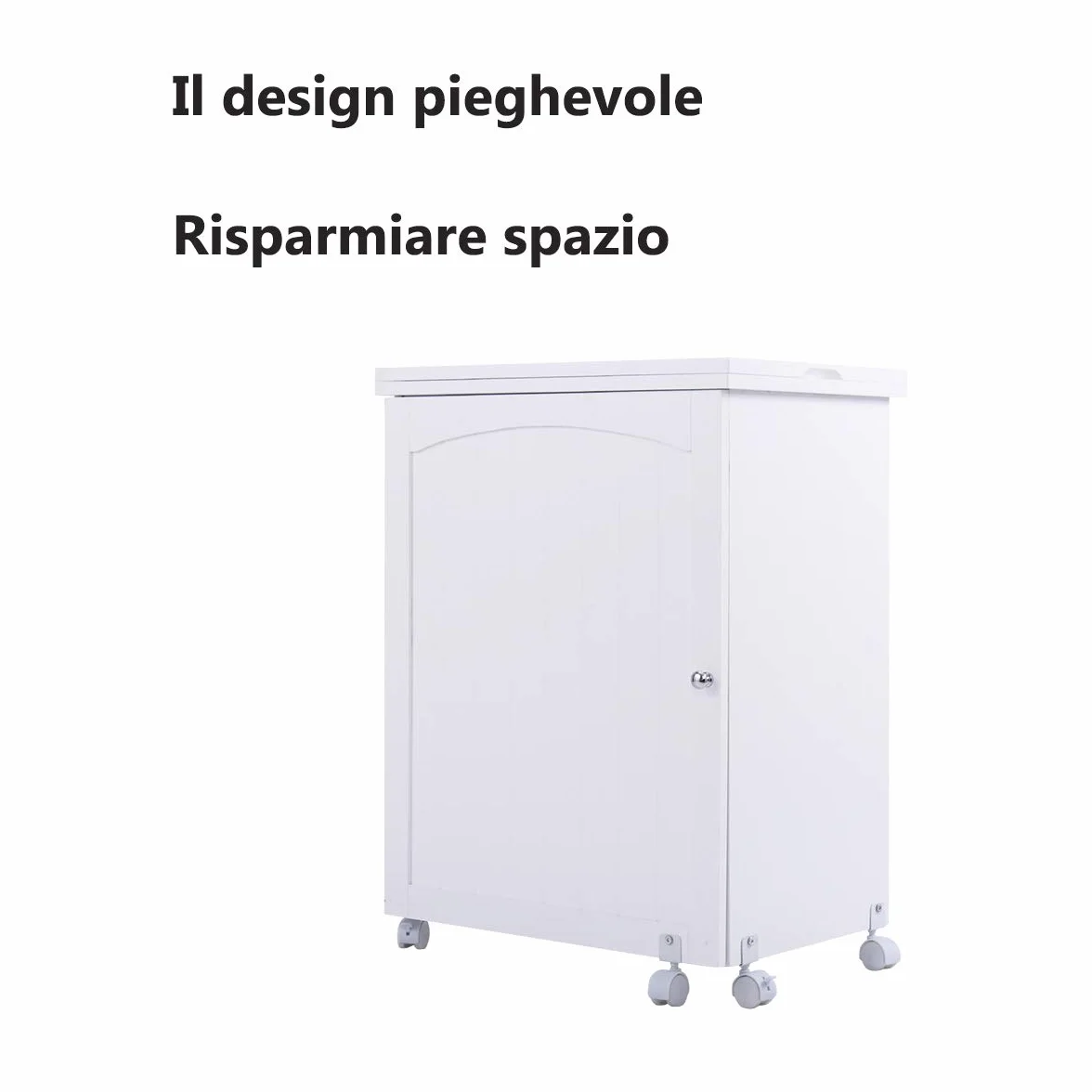 GOPLUS Mobiletto Cucito Pieghevole con Mensole e 5 Ruote Armadietto per Cucito Tavolo Allungabile per Macchina da Cucire 117x77x40 cm (Bianco)