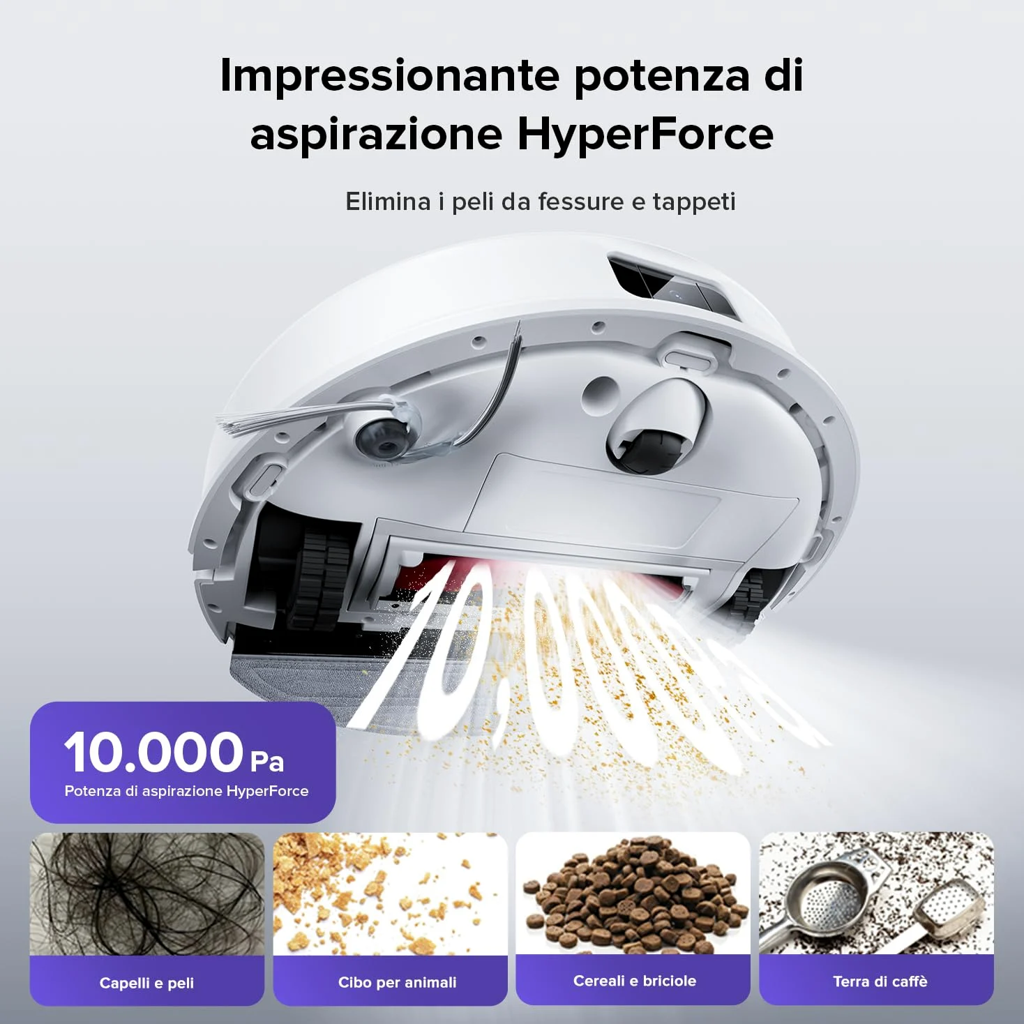 roborock Q10 S5 Robot Aspirapolvere, 10.000Pa, Panno Sollevabile, Pulizia VibraRise 2.0(3000 volte/min), Anti-groviglio, Evitamento degli Ostacoli, Strategie dei Tappeti, Controllo APP, Bianco