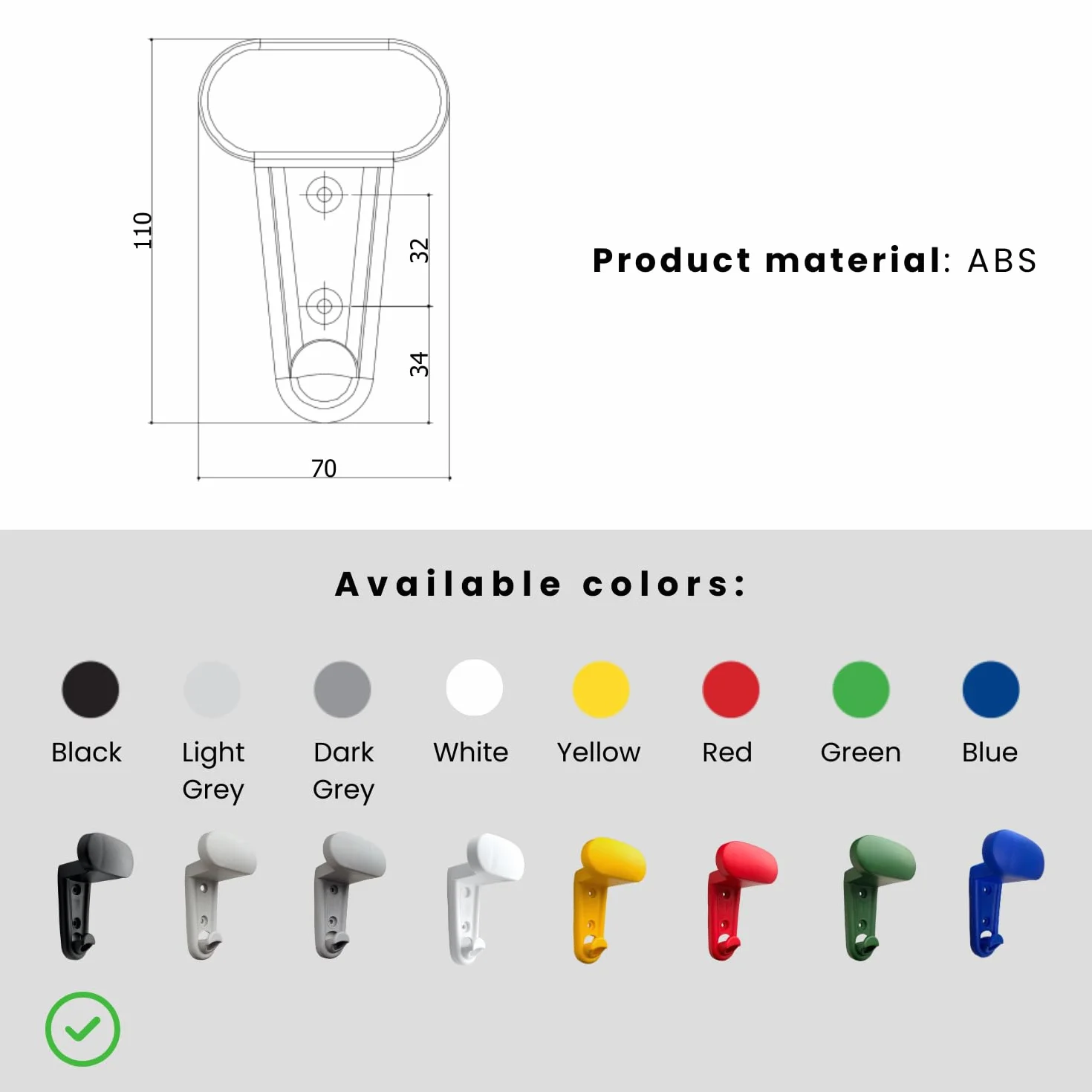 Evotrade Set 2 Ganci Appendiabiti a Parete in Polipropilene PP con Viti e Tasselli – Portabiti da Muro Resistente Nero