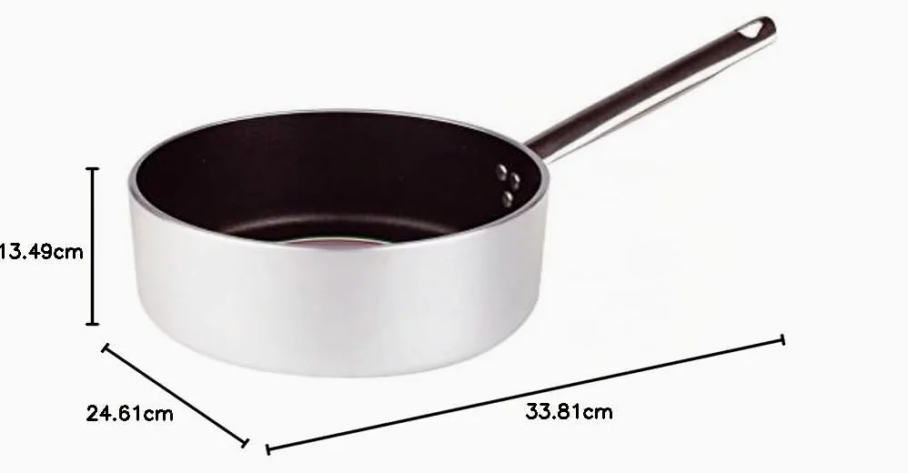 Pentole Agnelli, ALSA2107S24, Casseruola Bassa con 1 Manico, Alluminio, Argento