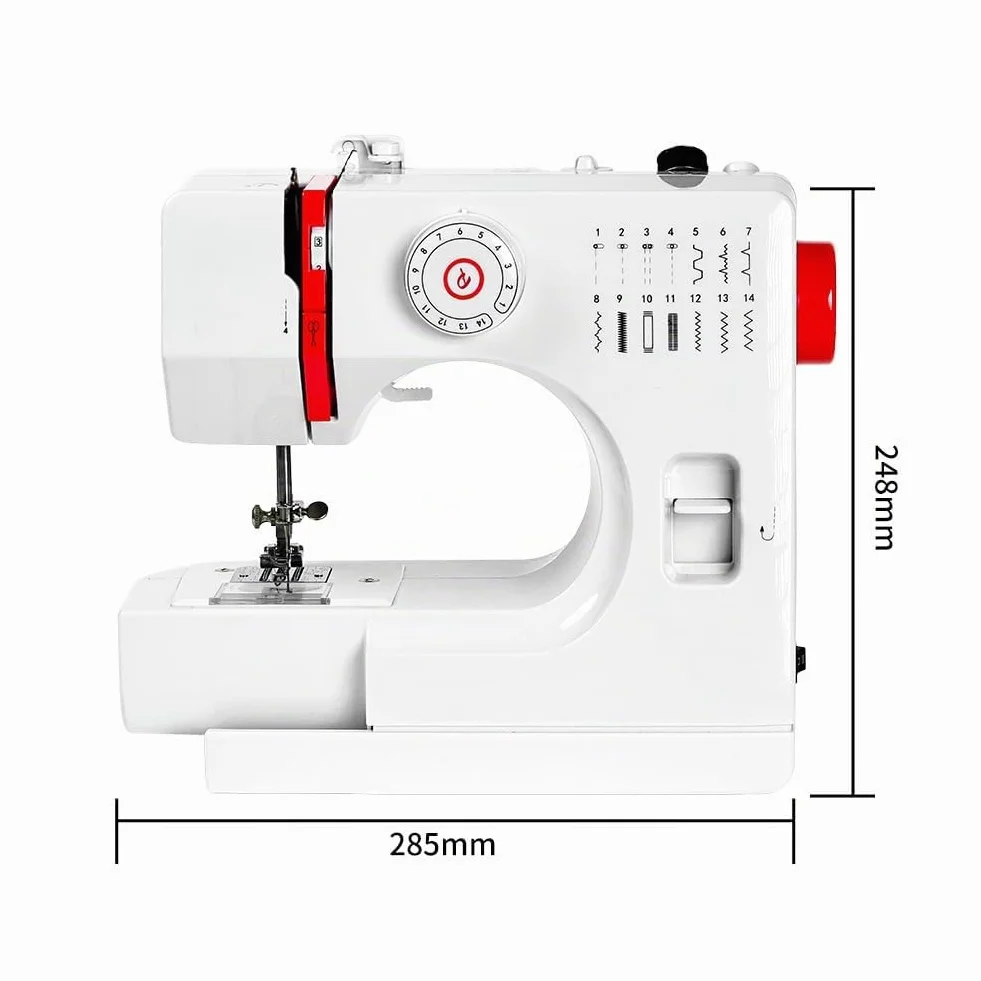 728 Macchina da Cucire Elettrica Portatile con 14 Punti di Cucitura, Con Tavolo Di Estensione Per Vestiti, Luce A LED, Accessori Per Cucire, Adatta per Vestiti, Tende in Tessuto