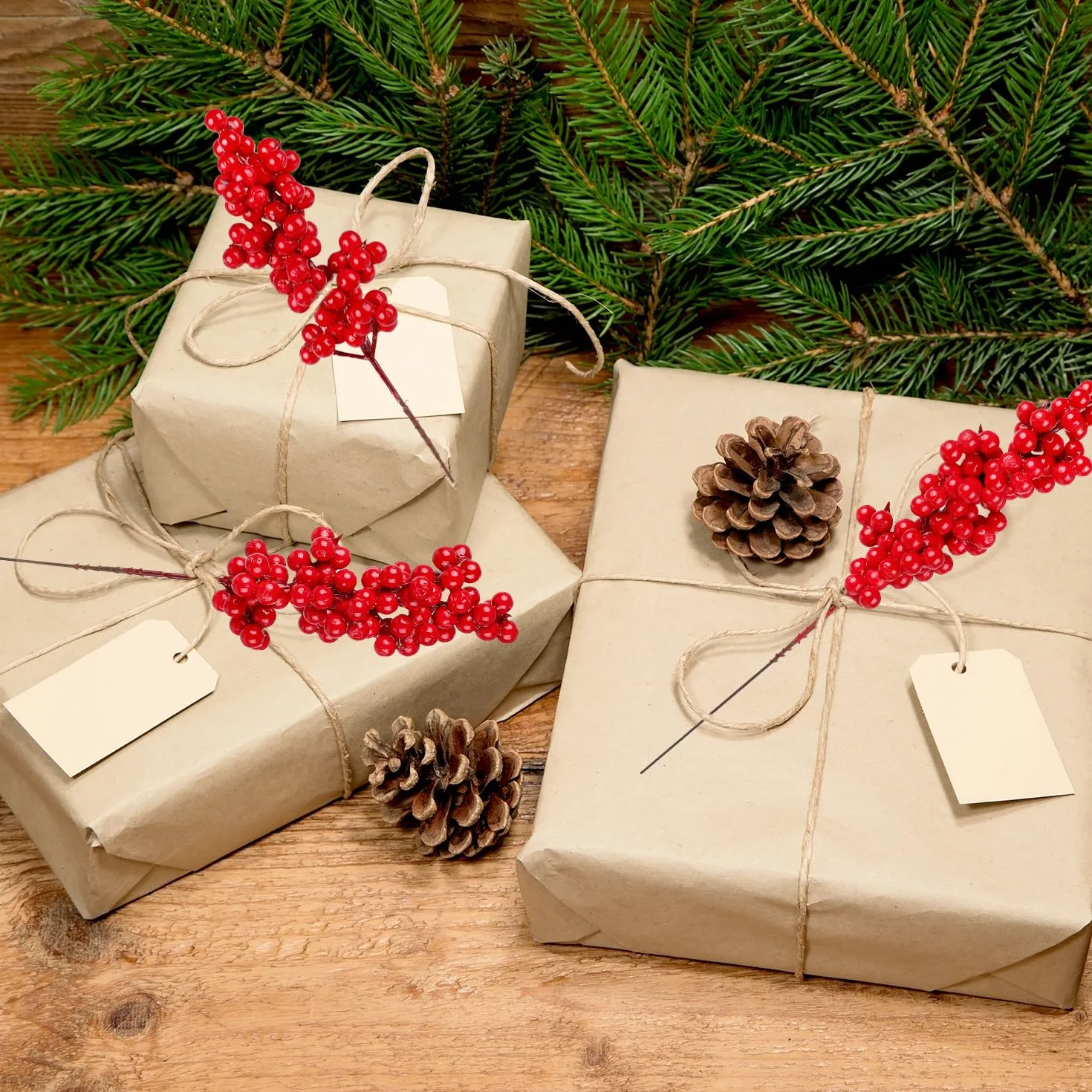 Bacche di Agrifoglio Rosso Artificiali 20 Pezzi 23 cm Decorazione Natale