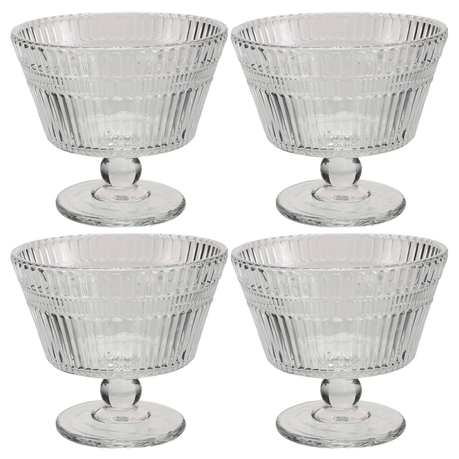 Set 4 Coppette da Gelato in Vetro 9oz Piedistallo, Resistente al Calore e Facili da Pulire, per Feste e Riunioni Informali