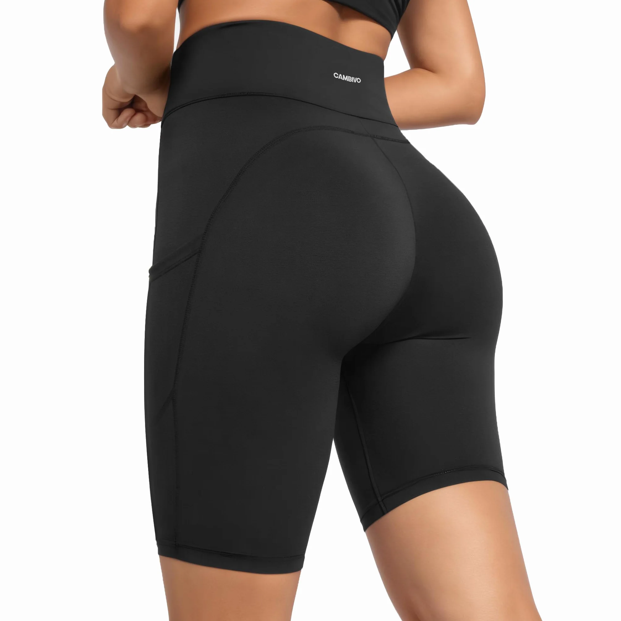 CAMBIVO Pantaloncini Sportivi Donna Vita Alta Push Up Opachi con Tasche per Fitness Yoga Corsa