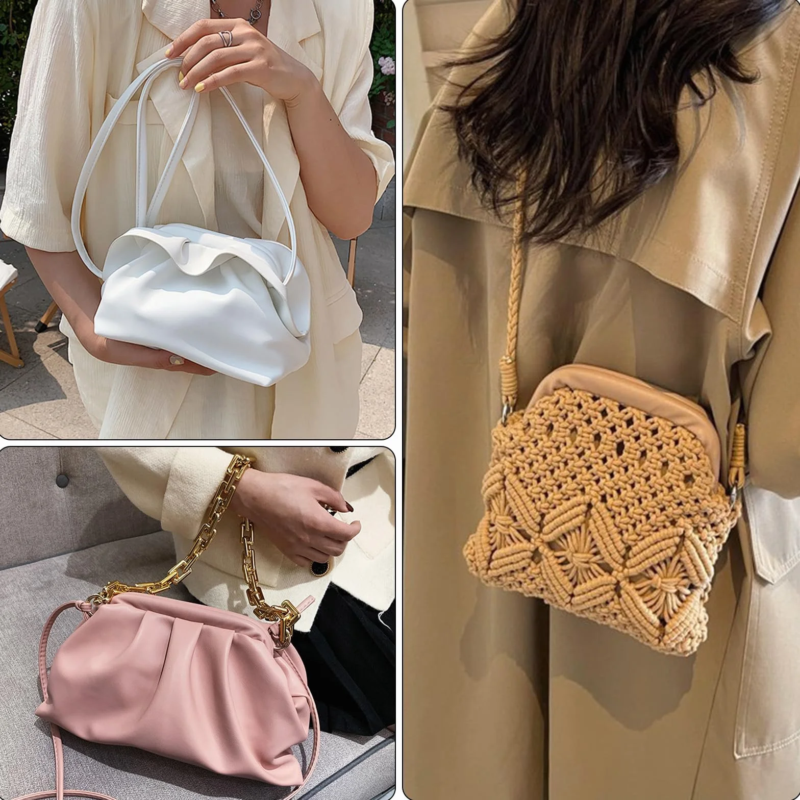 Chiusura per borsa 15cm 3 Pezzi, Manico Interno a Forma di U, Clic Clac Telaio in Alluminio per Borse Fai da Te Argento
