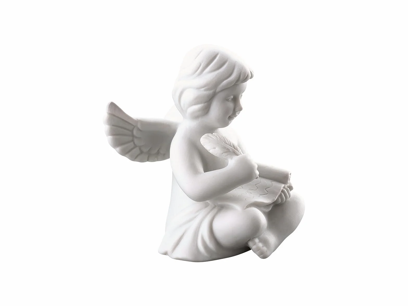 Rosenthal Angelo con rotolo, bianco opaco, 14 cm