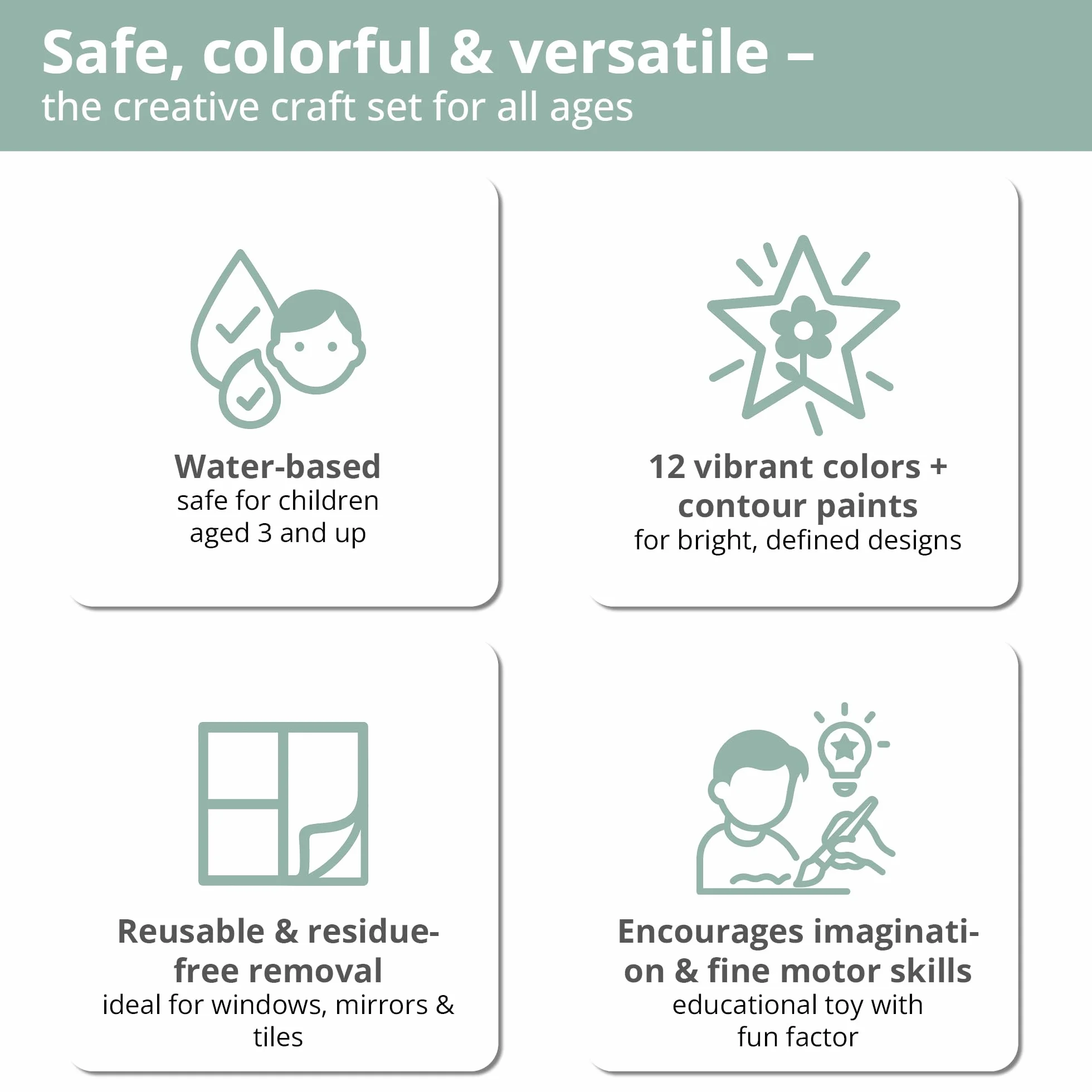 Set Window Color LM 17×80 ml Pittura per bambini riposizionabile per finestre con contorni e modelli