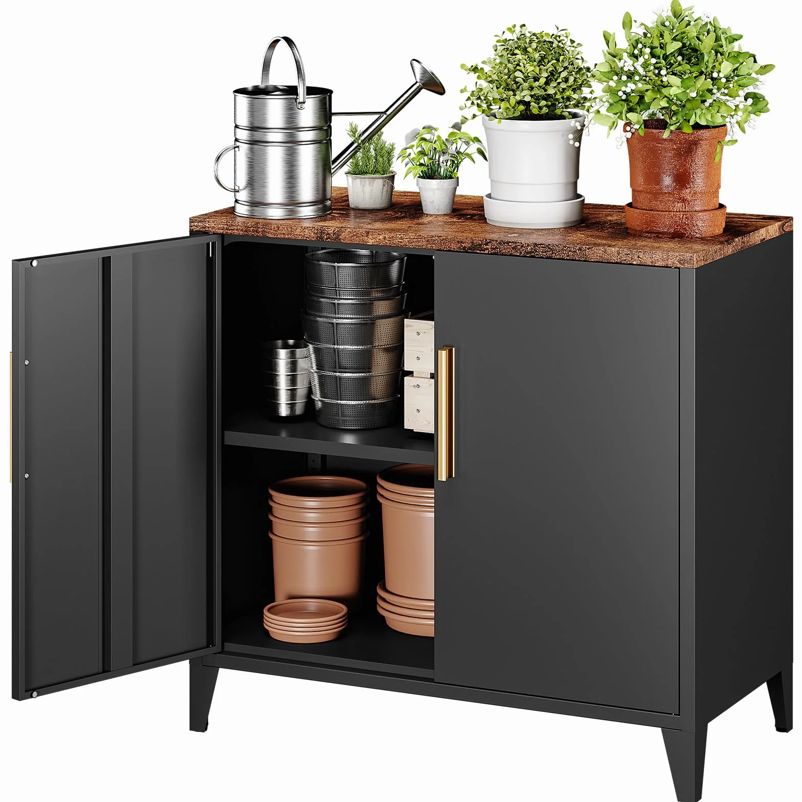 Sightlife Armadio in metallo, mobili da esterno, credenza in metallo, da cucina, da balcone, da giardino, da corridoio, ripiano regolabile, 40 x 80 x 76 cm