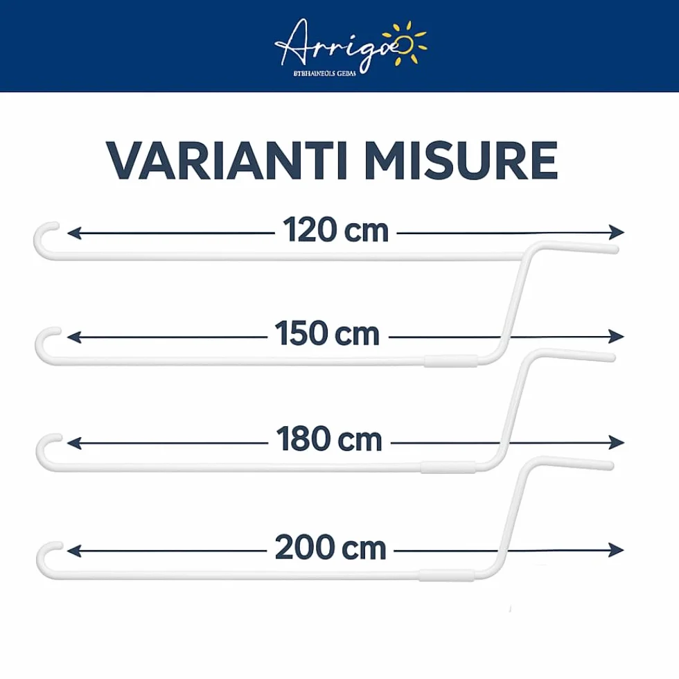 Asta di Manovra per Tende da Sole Universale in Ferro Zincato Verniciato a Polvere Bianco Su Misura