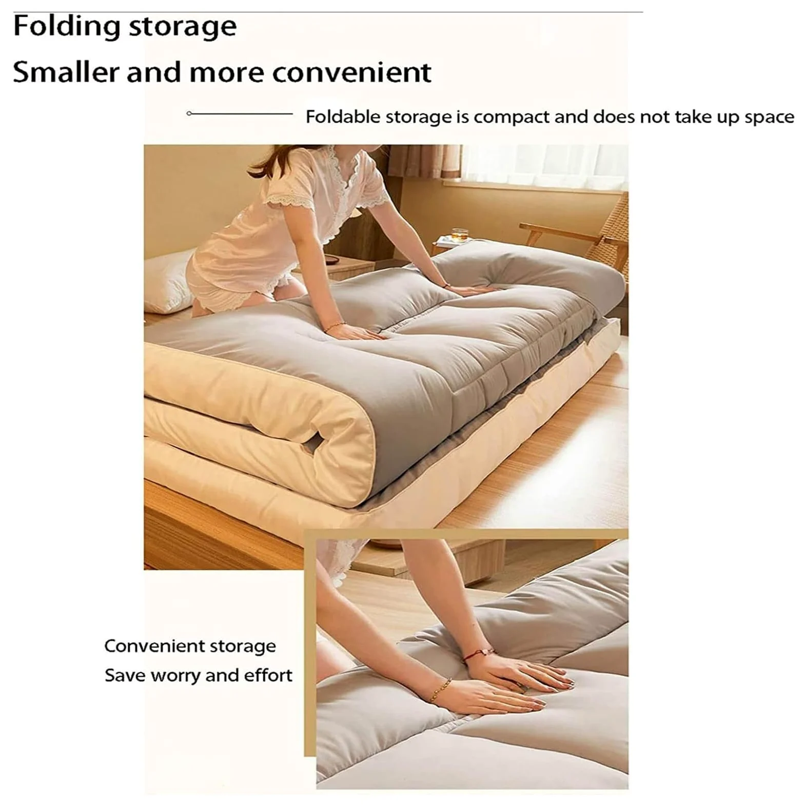 Materasso futon giapponese spesso, extra soffice, tatami, tappetino per dormire pieghevole, morbido, traspirante e arrotolabile per soggiorno, dormitorio, ospite, campeggio, divano (verde)