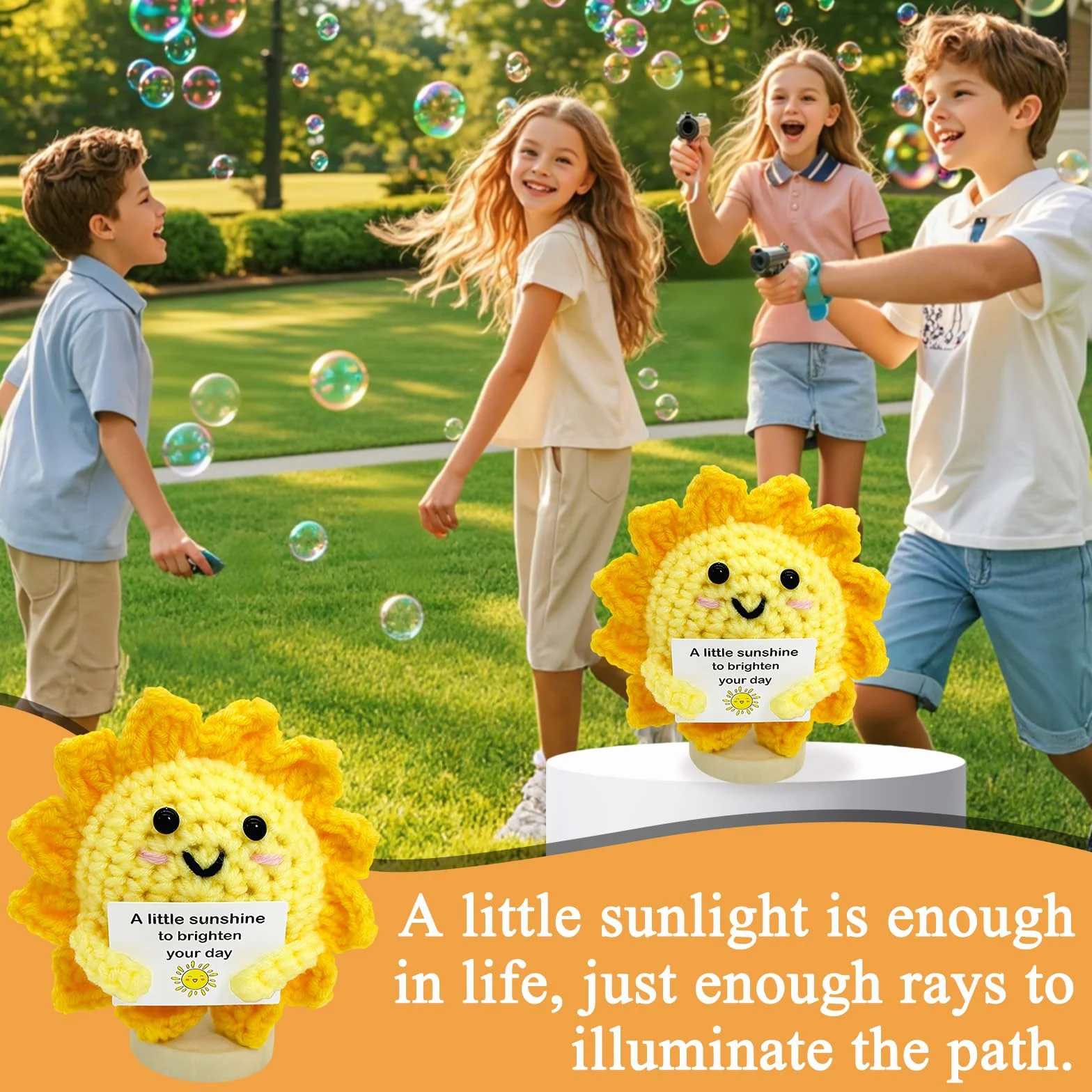 Positive Bambole All'uncinetto Forma Di Sole, Regalo Positivo Con Biglietto Motivazionale, Motivazione Positiva, Realizzata a Mano All'uncinetto per Amici E Colleghi