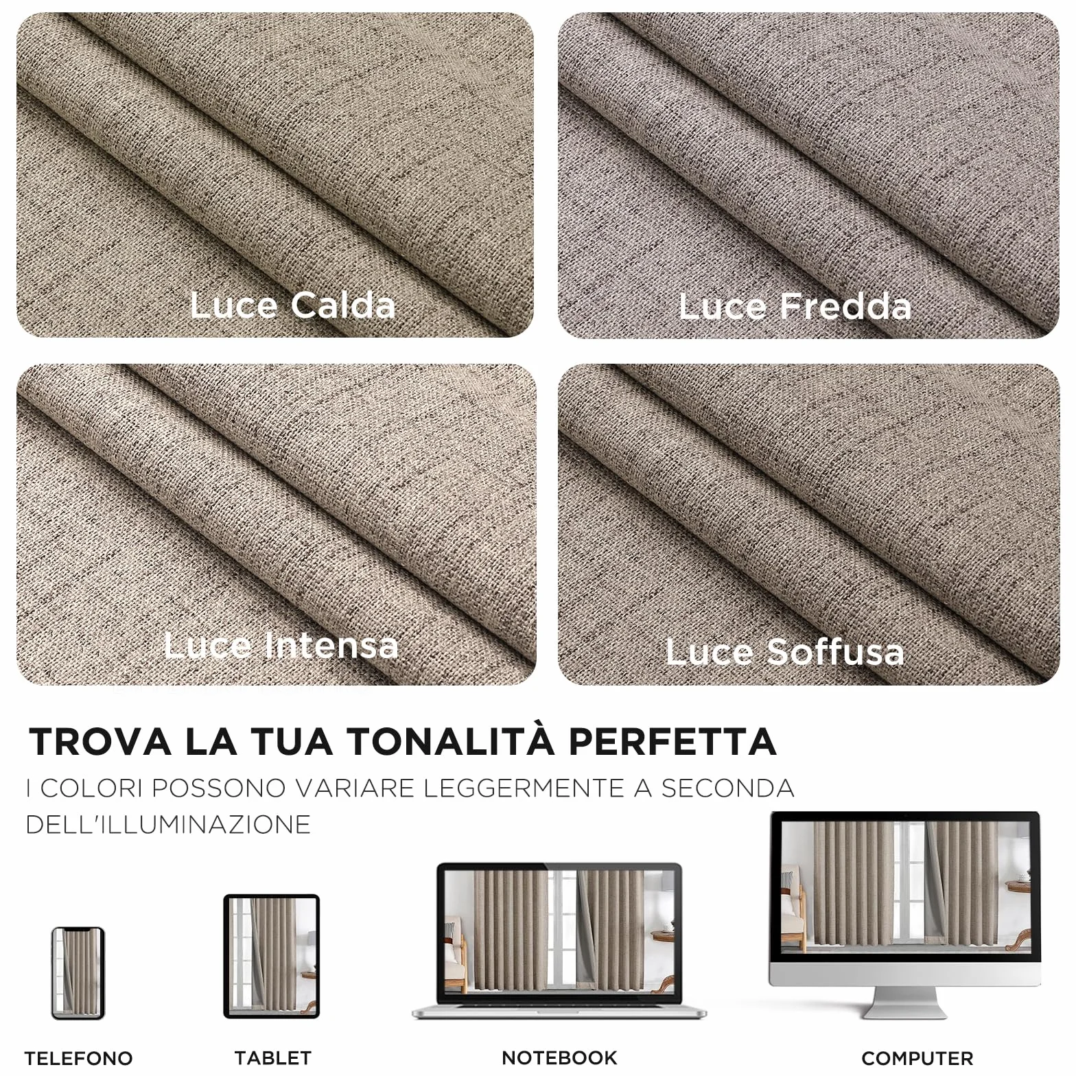 Joydeco 100% Tende Oscuranti per Interni 2 Pezzi L 140 x A 260 CM, Lino Tende Termiche con Passanti Nascosti per Soggiorno Moderne Cameretta Bambini Camera da Letto Blackout Curtains, Lino