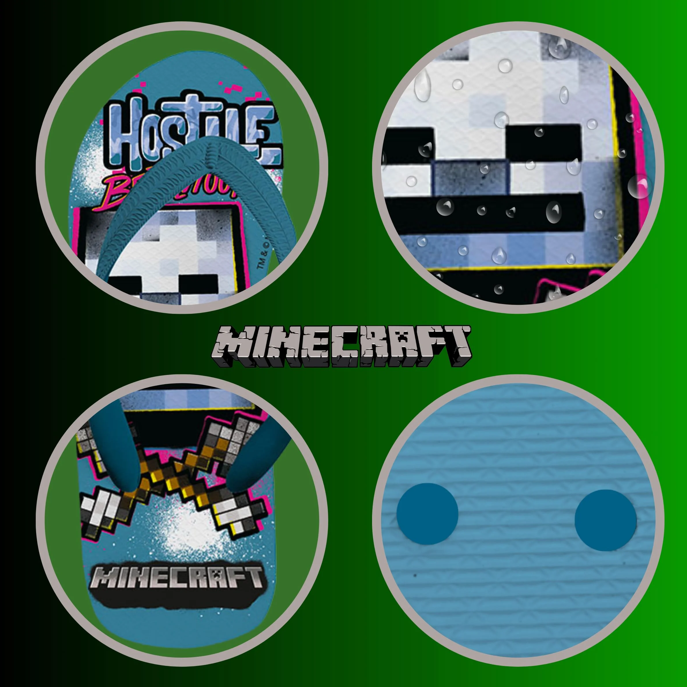 MINECRAFT Infradito per Ragazzi, Classiche e Leggere Sandali per Bambino, Taglie EU 27 a 34