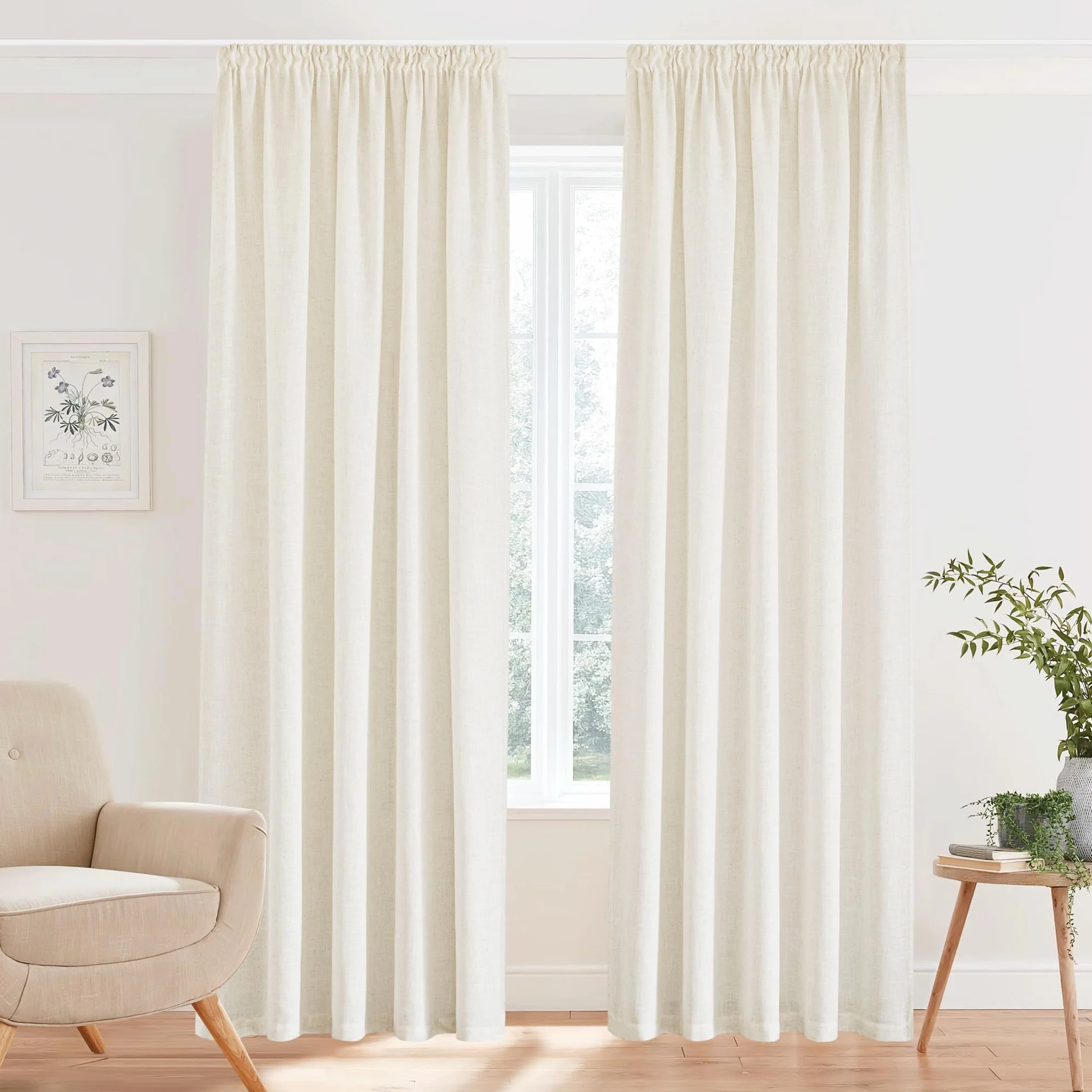PONY DANCE Tende Lino Soggiorno 2 Pezzi 140x300 cm 200g/m² Semitrasparenti Crema