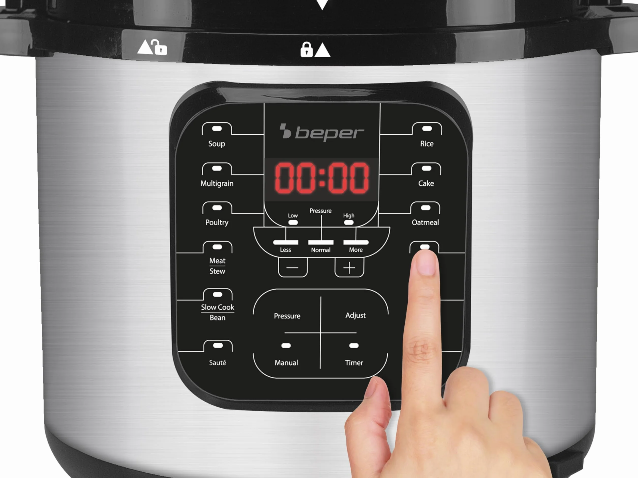 BEPER P101COS001 Pentola a Pressione Elettrica 6L 15 Programmi Acciaio Inossidabile Multicooker Slow Cooker