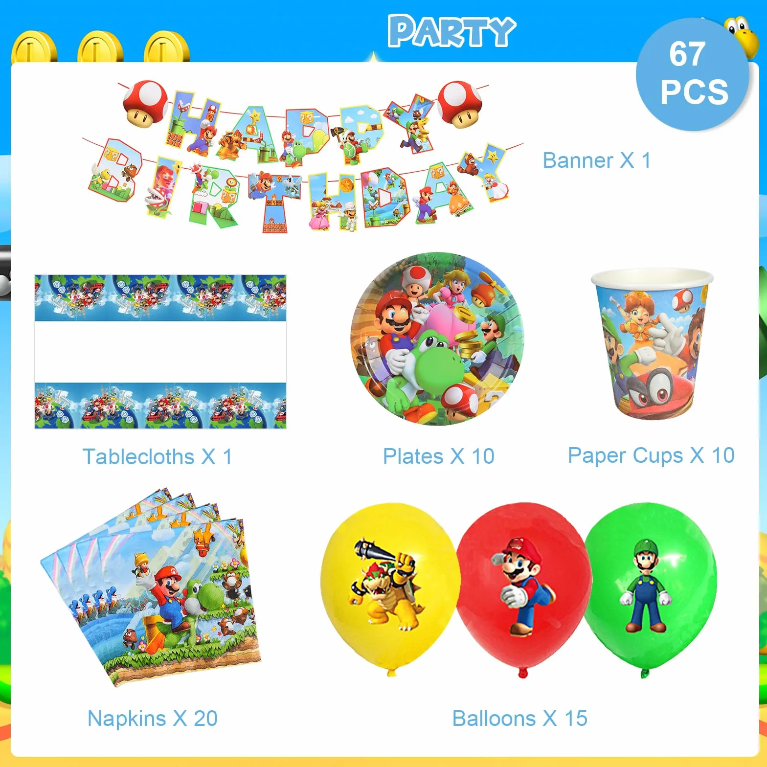 Stoviglie Festa 57pcs Stoviglie Compleanno 10 Porzioni
