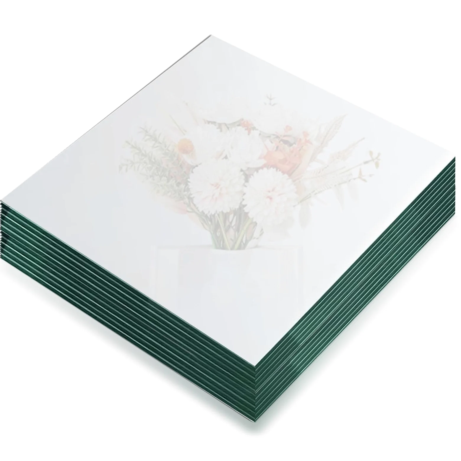 Nexboraque Confezione da 12 piatti quadrati per candele, 25,4 cm, in vetro, centrotavola per tavoli, vassoi a specchio senza cornice da 1,7 mm, per fiori, profumi, decorazioni per feste, matrimoni