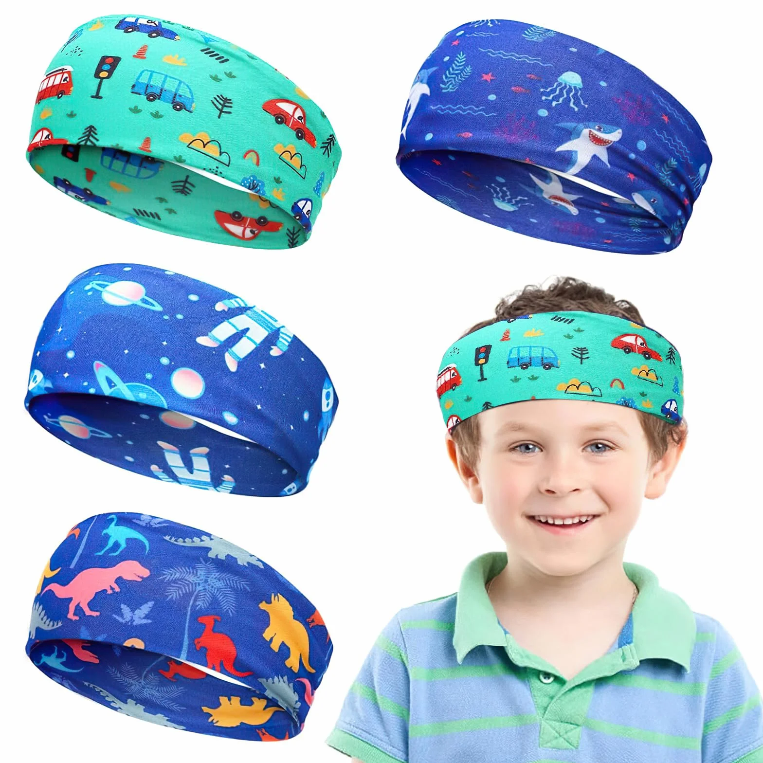 Fascia Capelli Sport Bambini 4 Pezzi Traspirante Sudore per Corsa