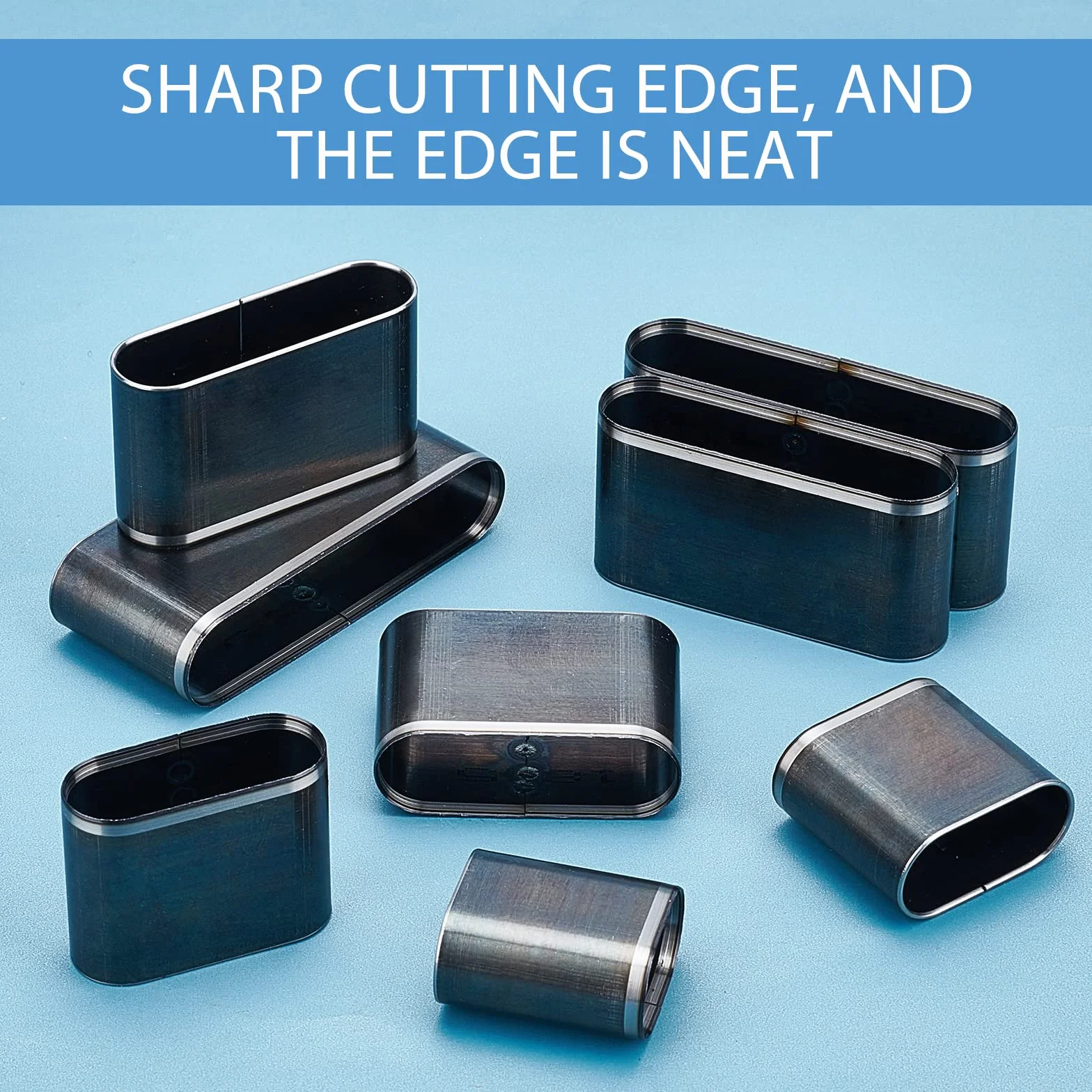 SUPERDANT 8 pz/Set Acciaio in Pelle Die Testa Rotonda Forma Rettangolare Ad Alto Tenore di Carbonio Cutter Hollow Strumento di Punzonatura con Scatola di Taglio Stampo Punching Die Set