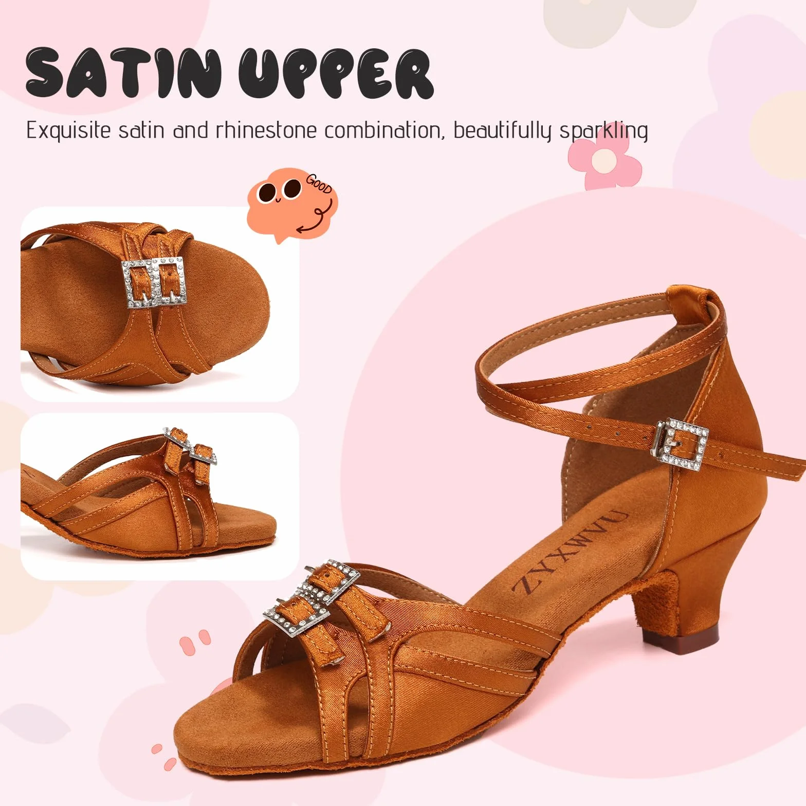 Scarpe da Ballo Latino per Bambina Morbide Comode Tacco Basso Salsa Bachata