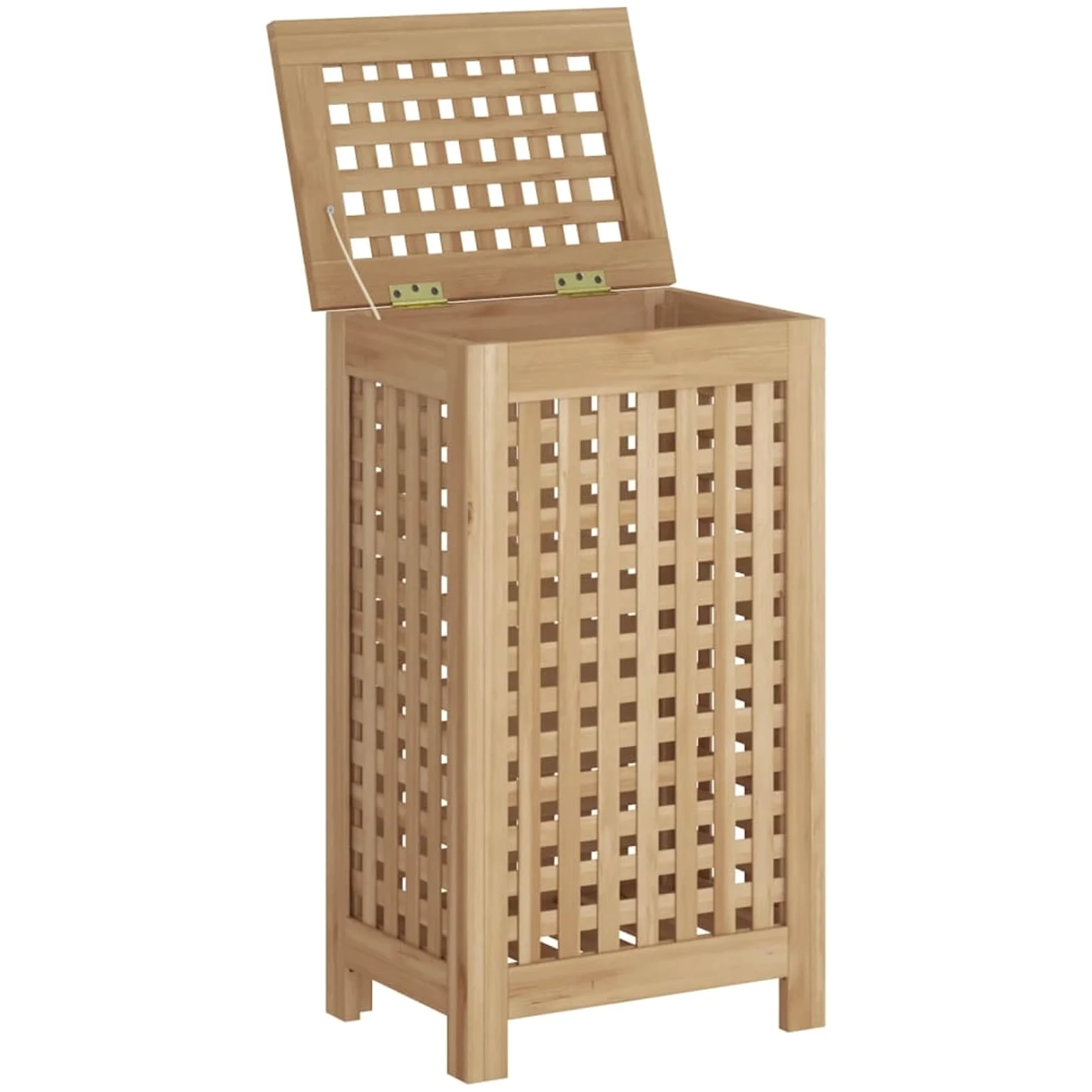 Cesto portabiancheria in legno di teak, design ventilato in teak massiccio, con borse rimovibili e ripiano per organizzare la biancheria e gli oggetti essenziali per la casa