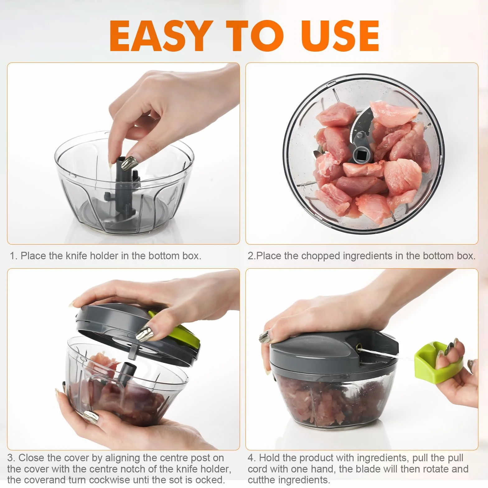 Ibergrif M501 Tritatutto Manuale a Corda Multifunzionale per Verdure Carne Noci
