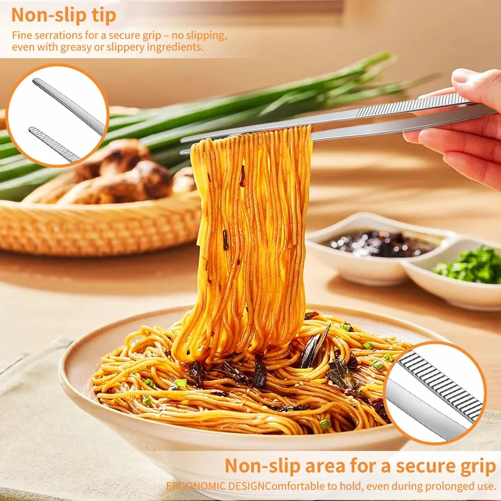 Pinze da Cucina in Acciaio Inox 30 cm, Pinza Chef Professionale per Servire Cibo, Grill, Pasta, Insalata, Barbecue
