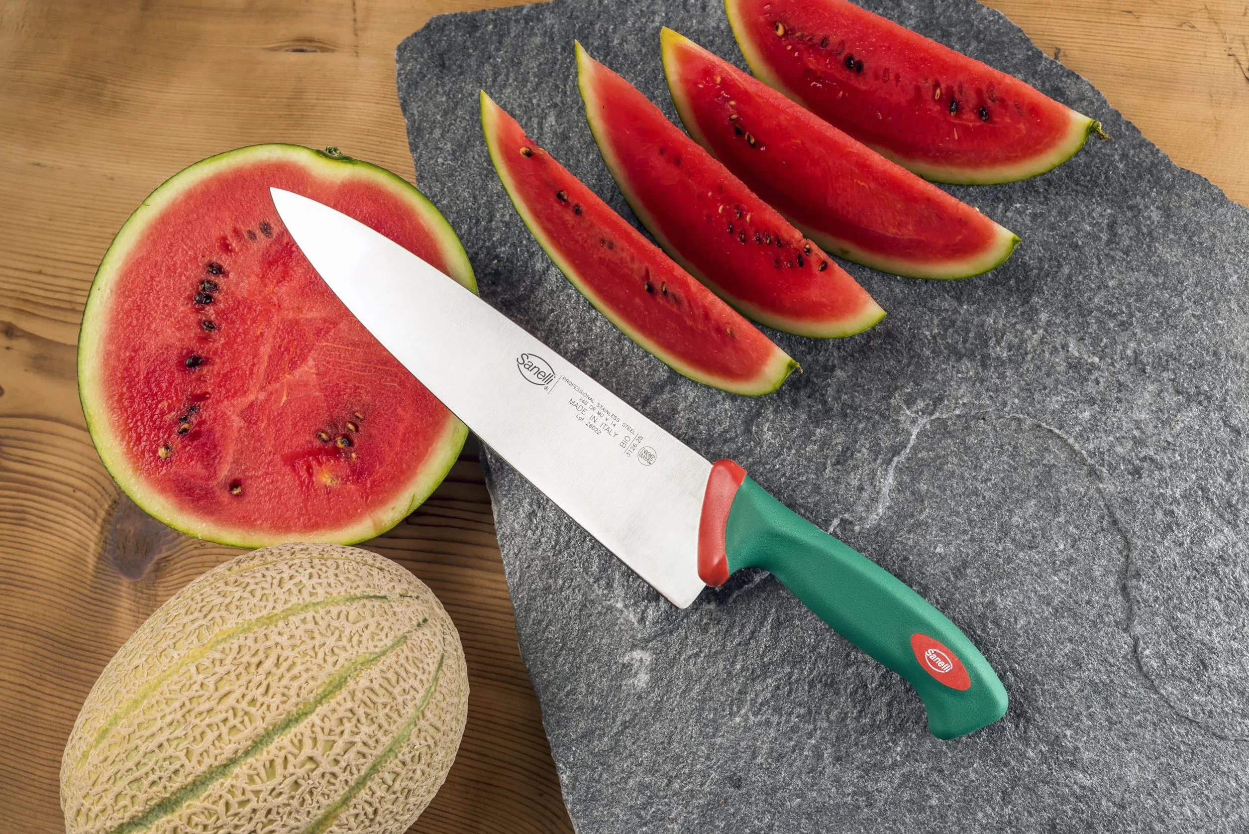 Sanelli Premana Professional Coltello Trinciante, Acciaio, Verde/Rosso, 25 cm