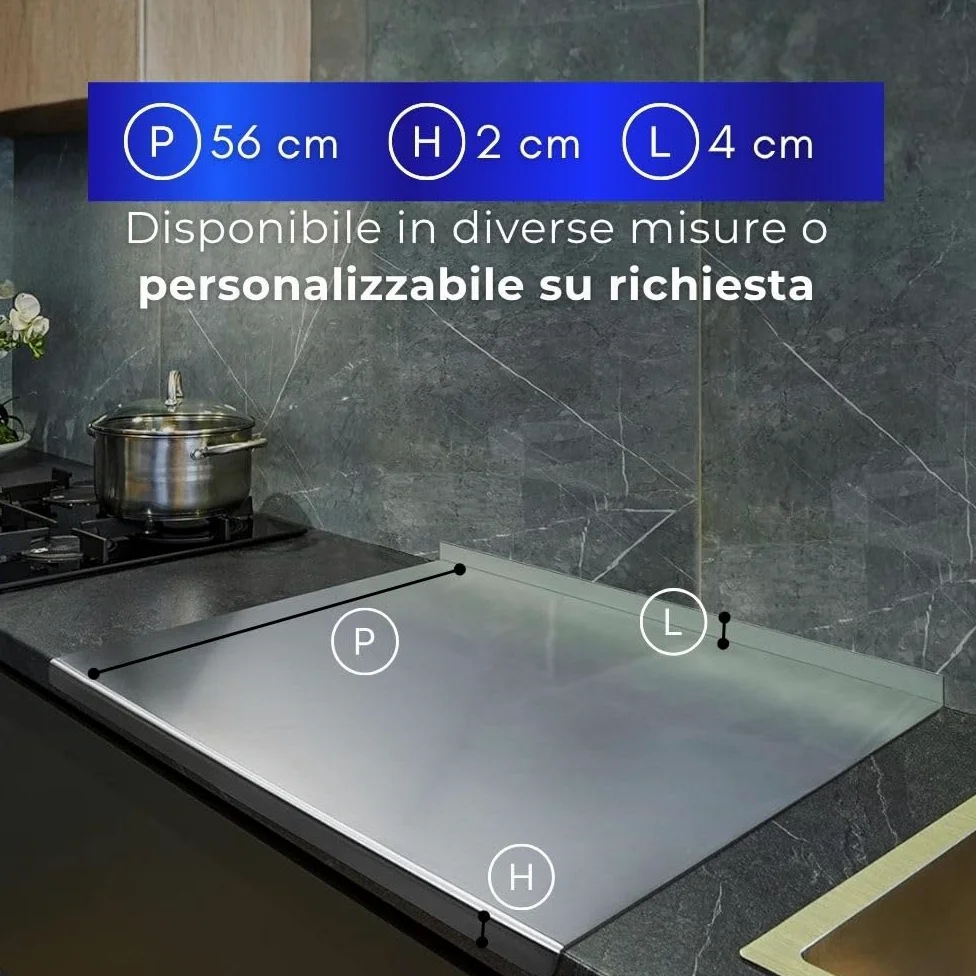 INOXLM Spianatoia per impastare Piano da Lavoro in Acciaio Inox Varie Misure per Cucina per Bar per Ristorante per impastare con Piega ed Alzatina (120X56 Piega 2 cm Alzatina 4 cm)