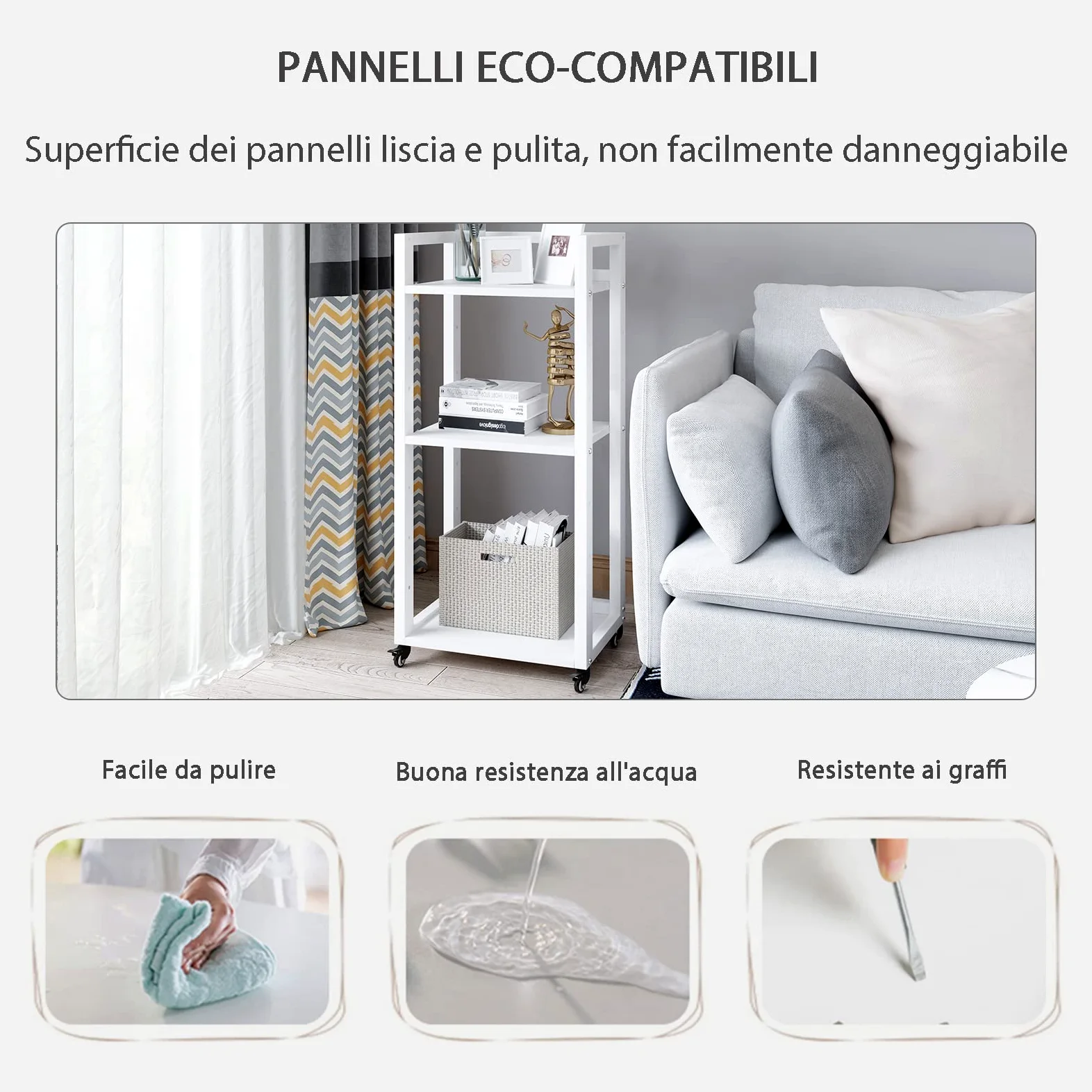 PUNCIA Supporto per Stampante a 3 Livelli Carrello Porta Documenti Mobile per Stampante in Legno e Metallo Scaffale per Documenti con Ruote Tavolo per Trituratore HIFI per Ufficio Casa (Bianco)