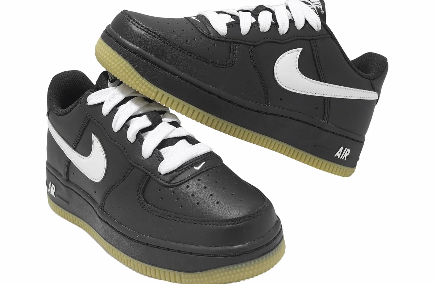 NIKE Air Force 1 HQ1911 001 Black/White-Gum Light Brown Scarpe Nero Suola in Gomma 39