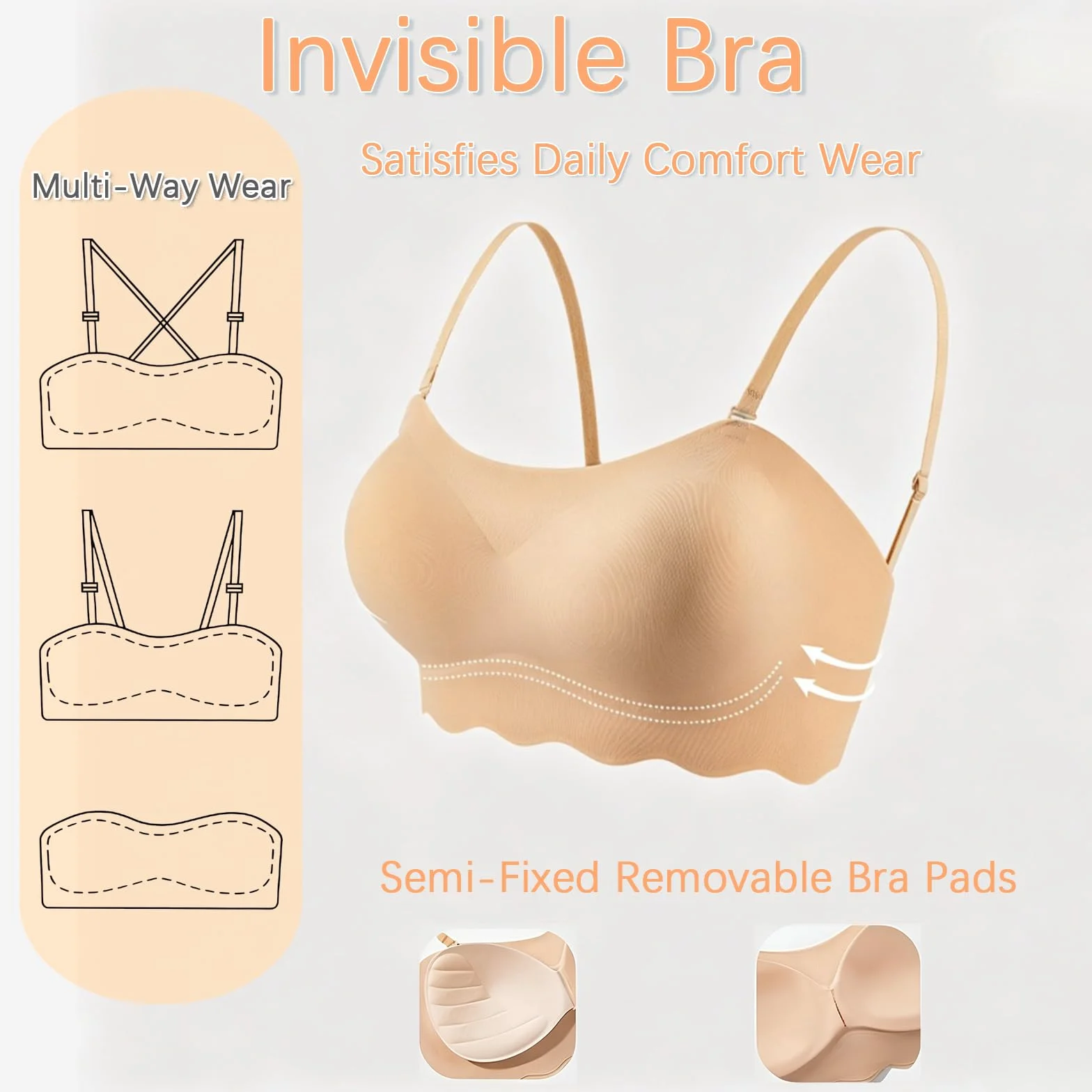 Reggiseno senza spalline senza cuciture confezione da 2 pezzi senza ferretto bralette con cinghie sostituibili per bambini 10-18 anni