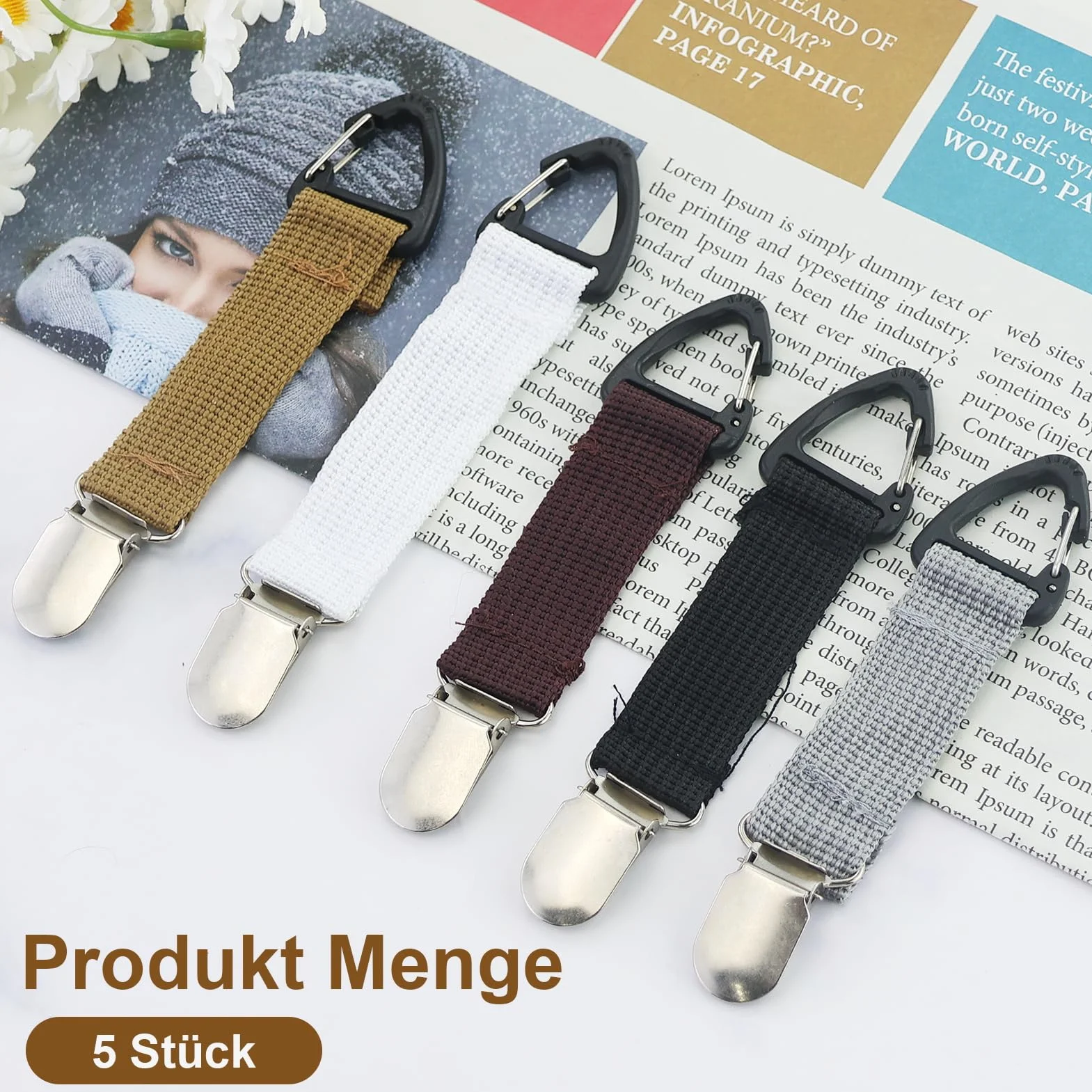 5 clip per cappelli da viaggio, clip elastica per cappelli a mani libere, clip per cappelli da viaggio, clip per cappelli da donna, per uomo e donna, per attività all'aperto, borsa da
