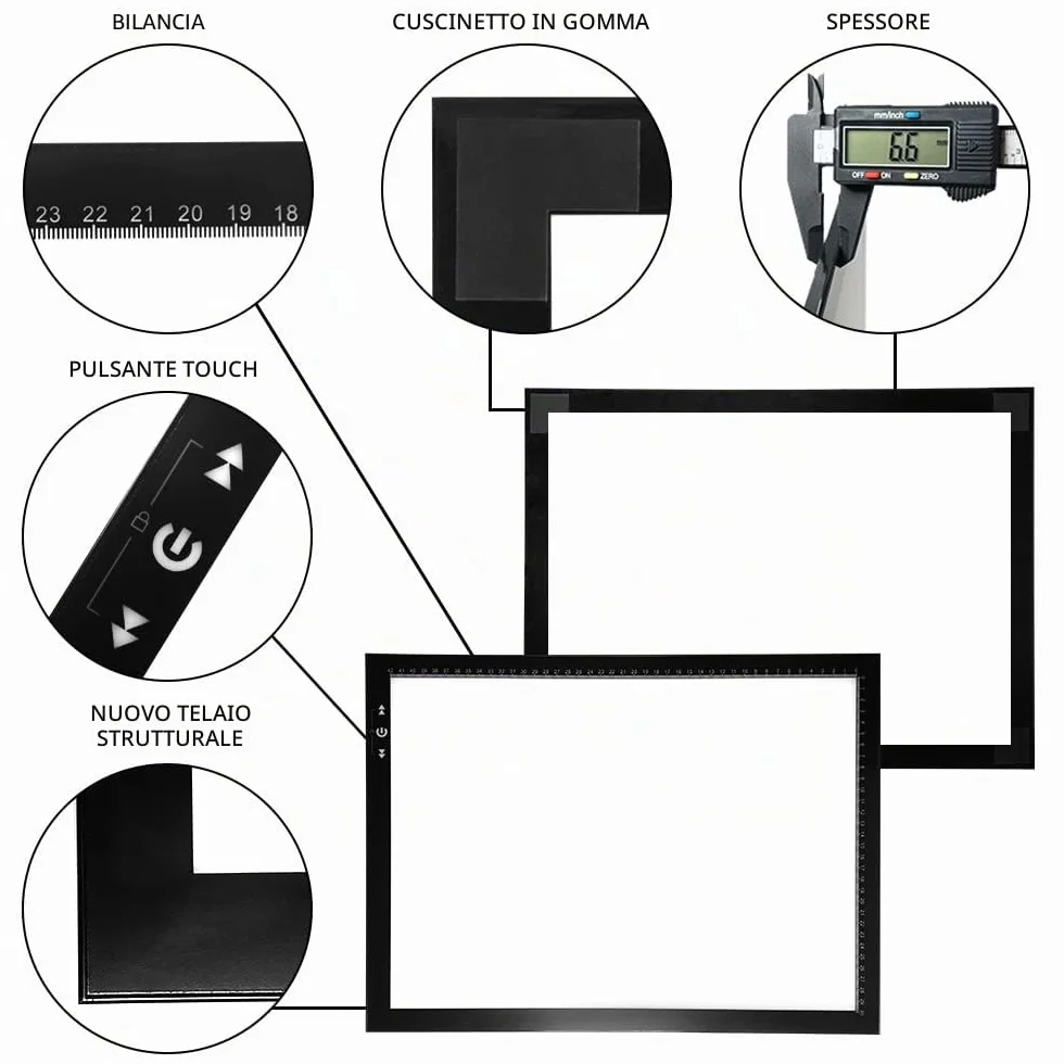 HSK A3 LED Artist Tracing Light Box, Adjustable High Brightness Light Pad for Tattoo Drawing Sketching Animation Diamond Painting