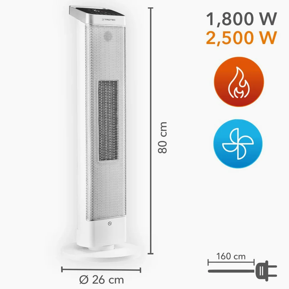 TROTEC Termoventilatore ceramico TFC 25 E | Riscaldatore a ventola 2-in-1: riscaldatore in inverno e rinfrescante ventilatore in estate