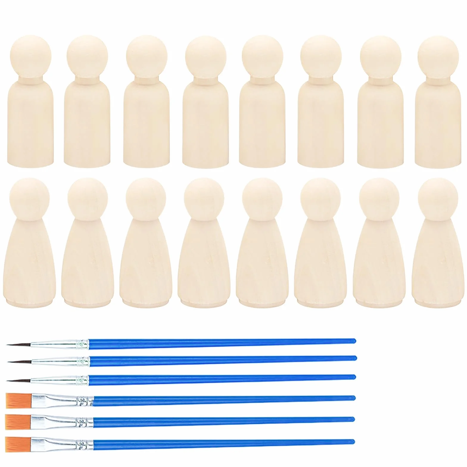 ZFKXGS 16 Pezzi Bambole Legno per Dipingere 65mm Non Rifinite Peg Doll Legnoso Piccole per Fai Da Te Creazioni Artistiche Famiglia Artigianato Decorazioni per Matrimoni (Femminile, Maschile Ogni 8)