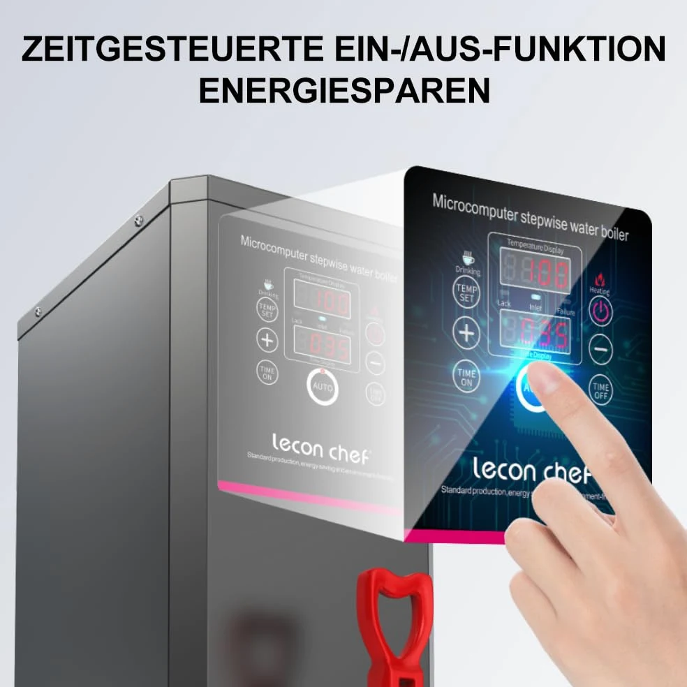 Lecon Distributore di acqua calda, 15 l, distributore di acqua in acciaio inox, 3000 Watt, riscaldamento rapido, macchina per acqua calda elettrica con timer, visualizzazione del tempo di temperatura