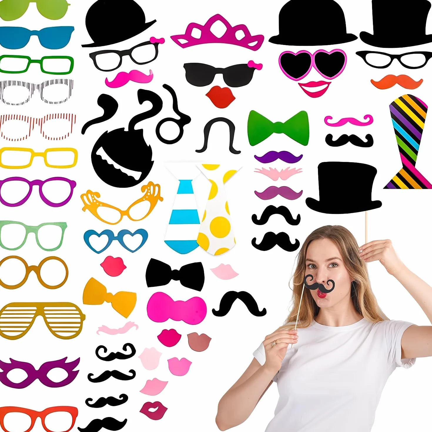 58 Foto booth props photo booth accessori decorazioni per festa matrimonio compleanno battesimo laurea Natale Halloween nascita Pasqua capodanno carnevale
