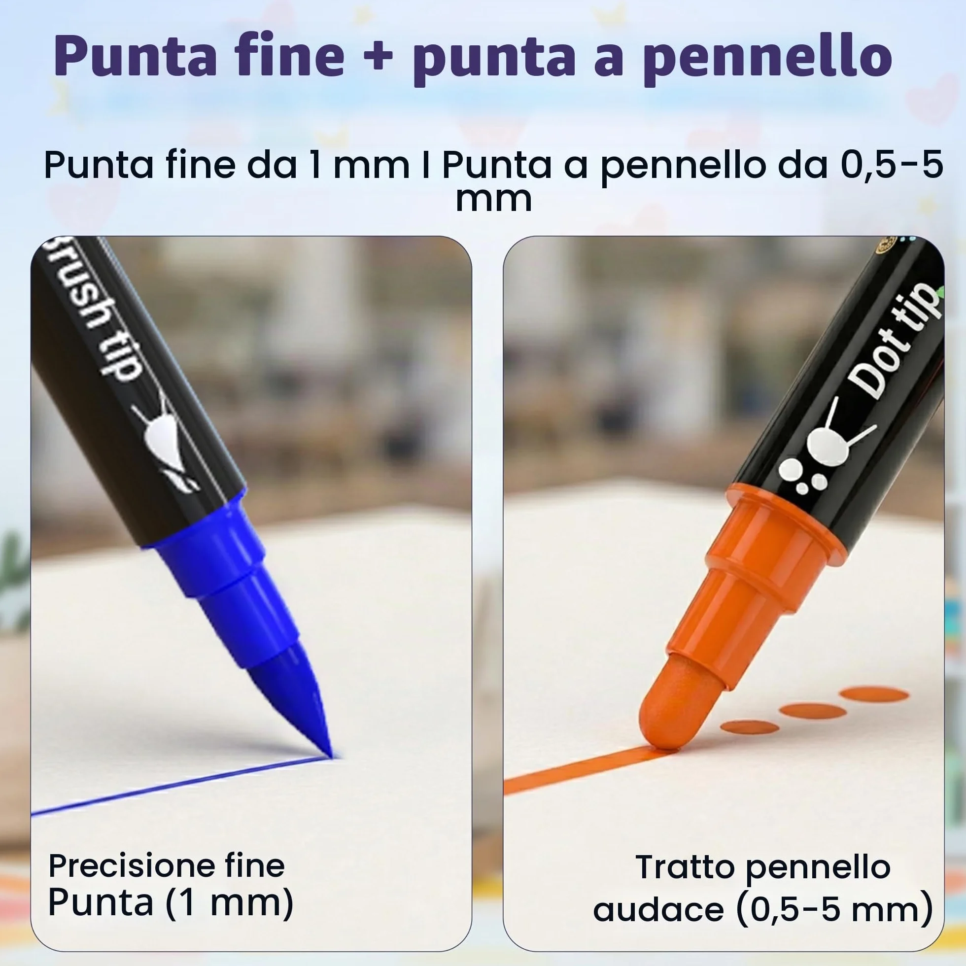 Desire Deluxe Pennarelli a Vernice Acrilica Atossici a Base d’Acqua Doppia Punta Multicolore 12 Pezzi