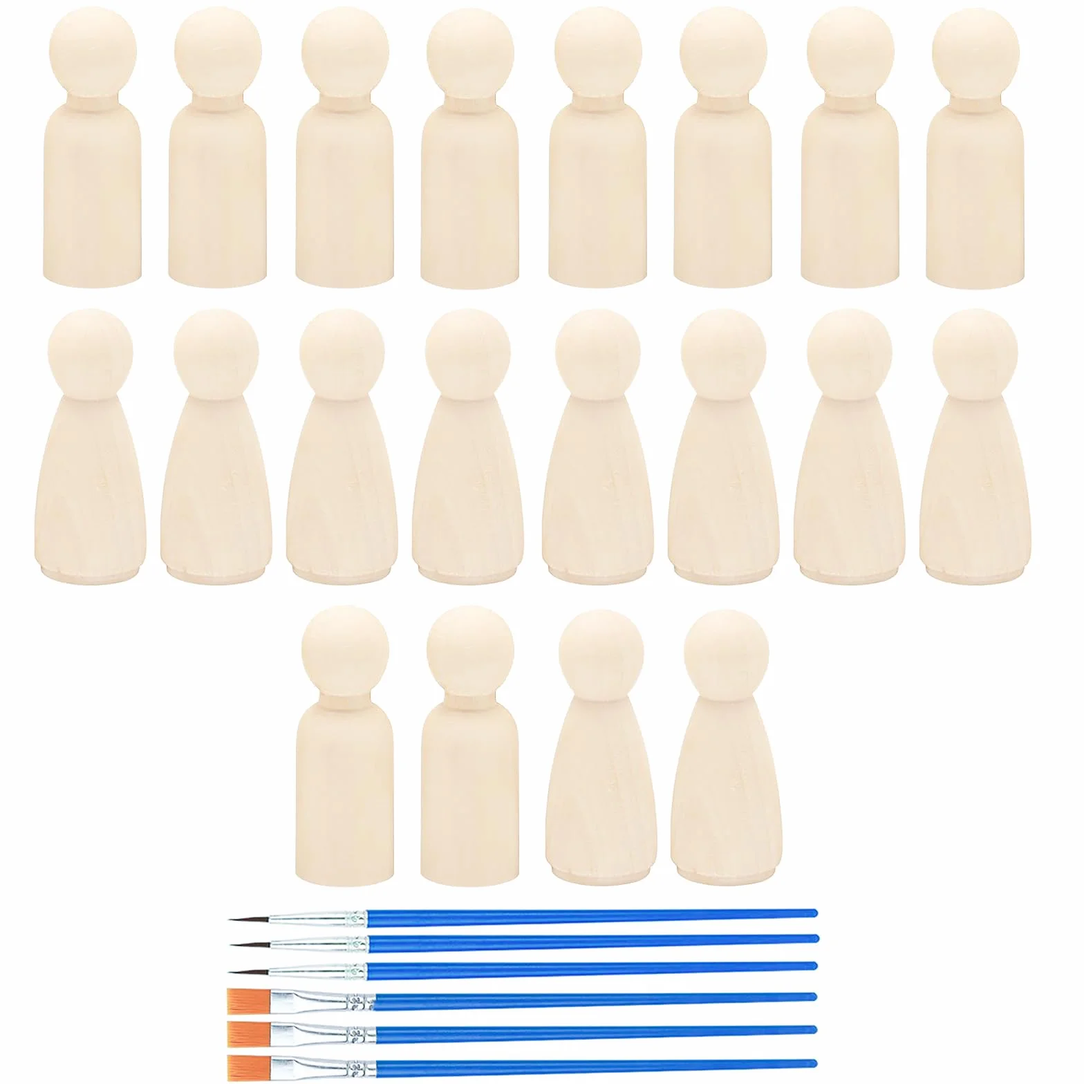 20 Pezzi Bambole Legno per Dipingere 53mm Non Rifinite Peg Doll Legnoso Piccole per Fai Da Te Creazioni Artistiche Famiglia Artigianato Decorazioni per Matrimoni (Femminile, Maschile Ogni 10)